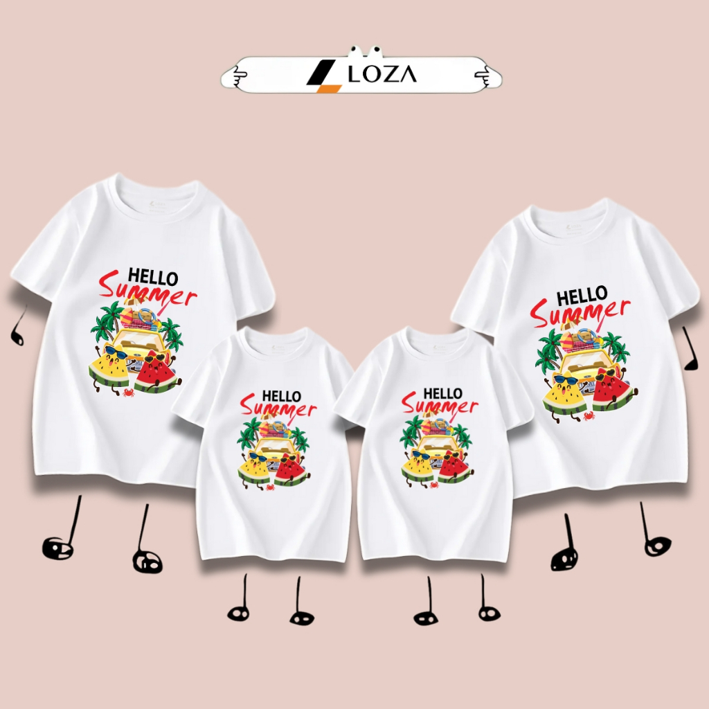 [Form rộng] Áo phông gia đình in hình 'Hello Summer' - LOZA GĐ3145