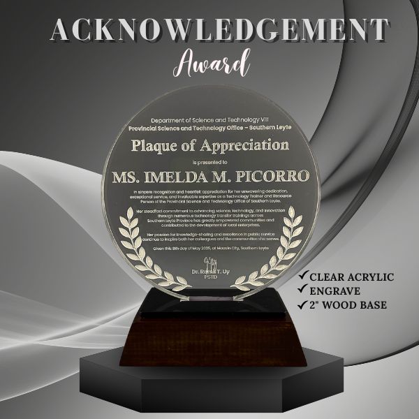 Acknowlegement Plaque