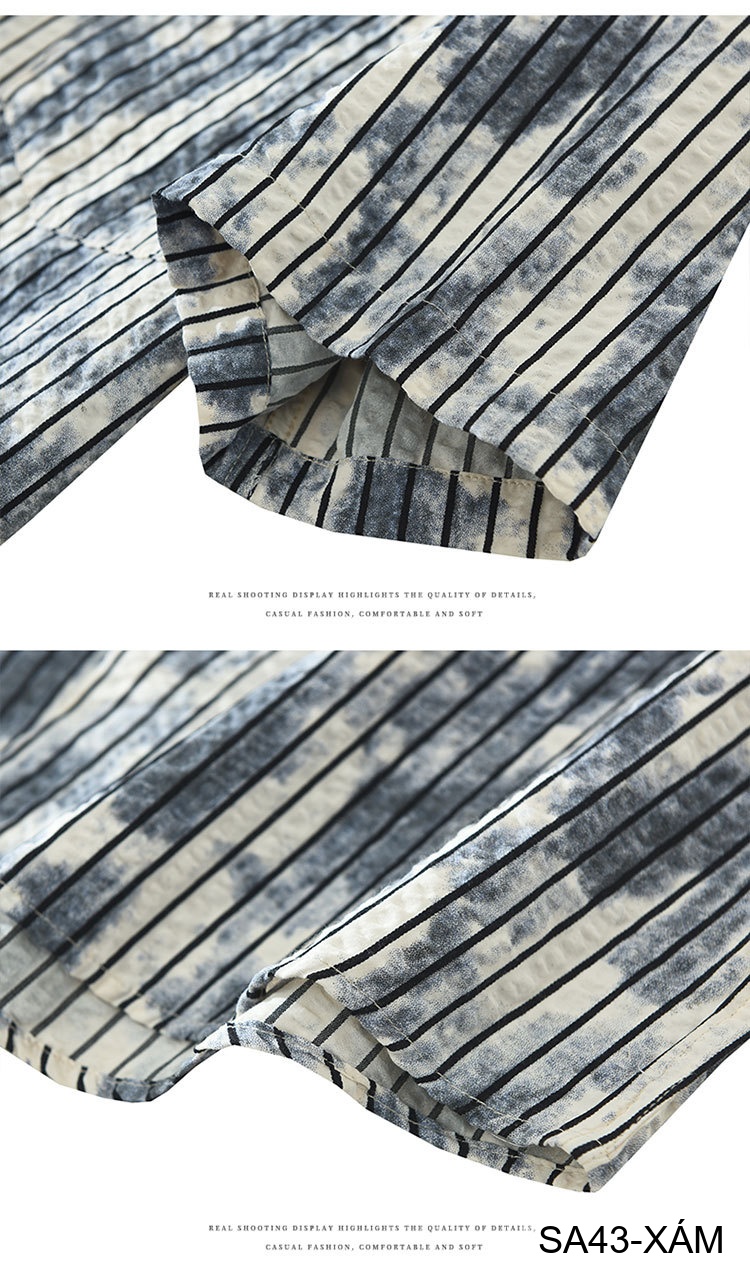 SA43 - Áo sơ mi nam tay ngắn sọc dọc phong cách streetwear, chất cotton thoáng mát, dáng rộng thoải mái_thumbnail_12
