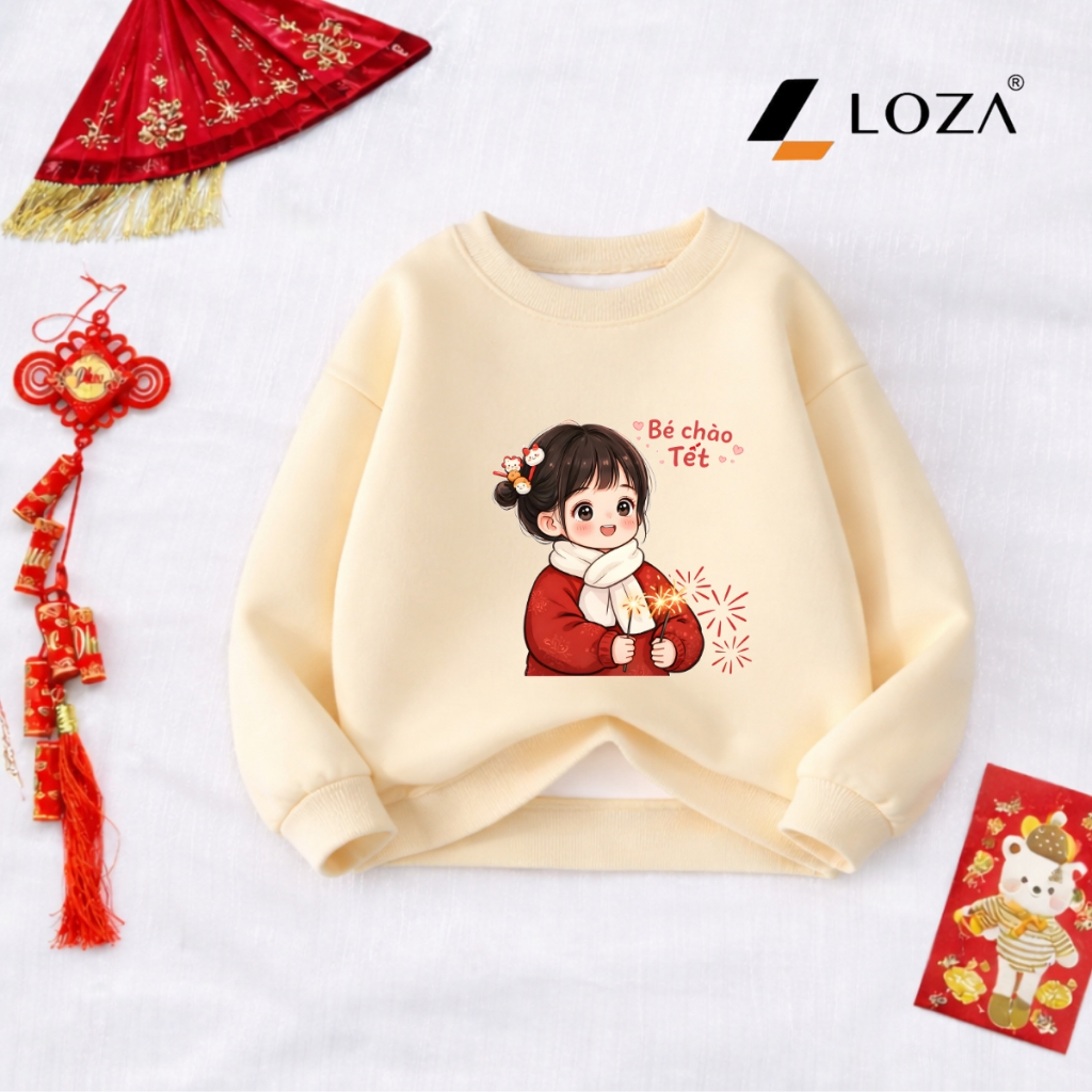 [BST Tết 2026] Áo nỉ sweater bé gái hình cô gái Chúc Tết - Loza Kids IN030_thumbnail_6