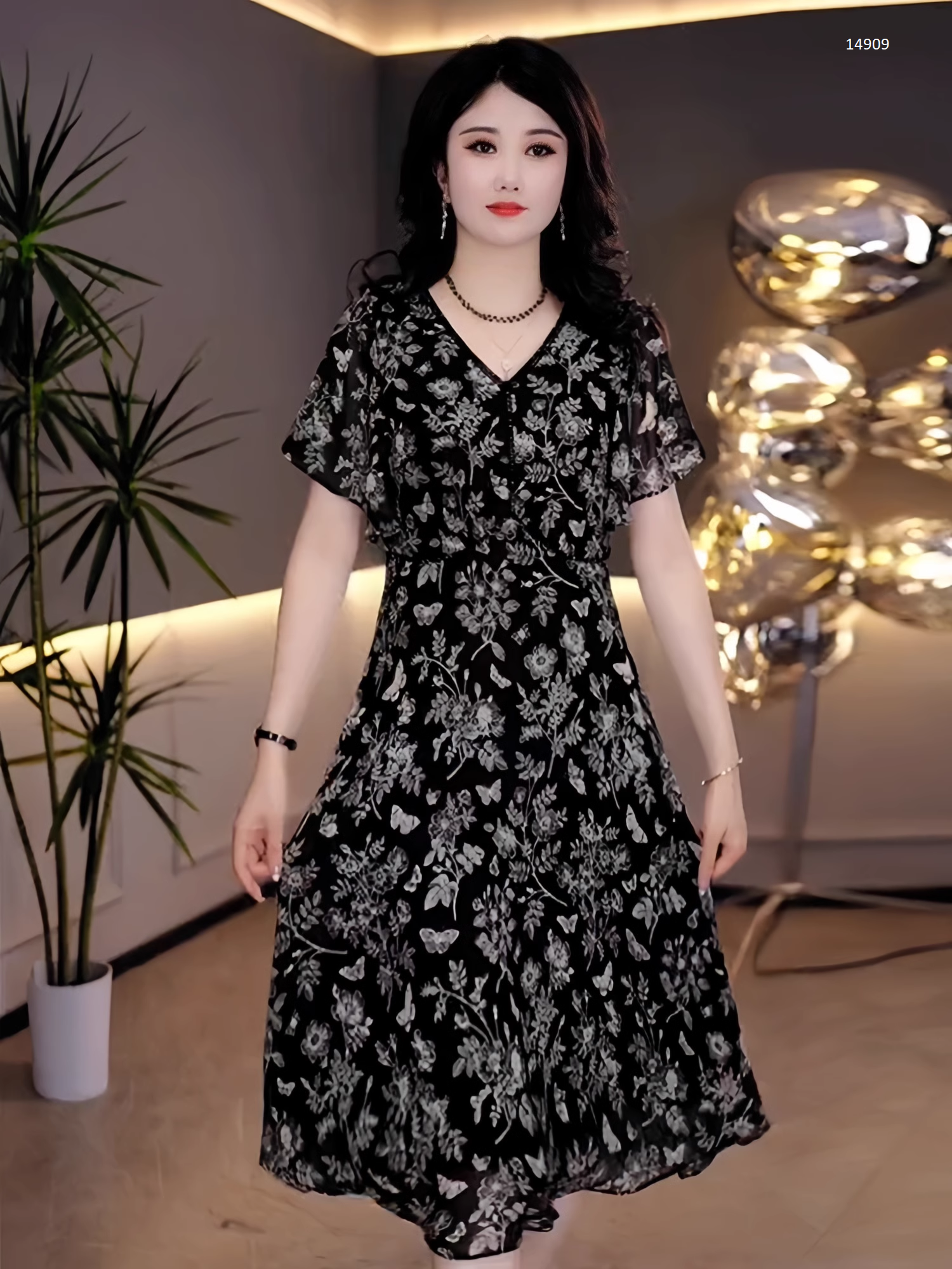 14909-Đầm voan hoa trắng tay tiên  cách điệu ( voan, lót)_thumbnail_0