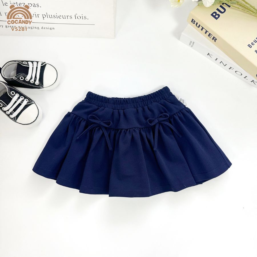 Chân váy XANH THAN xếp ly phối nơ_thumbnail_2