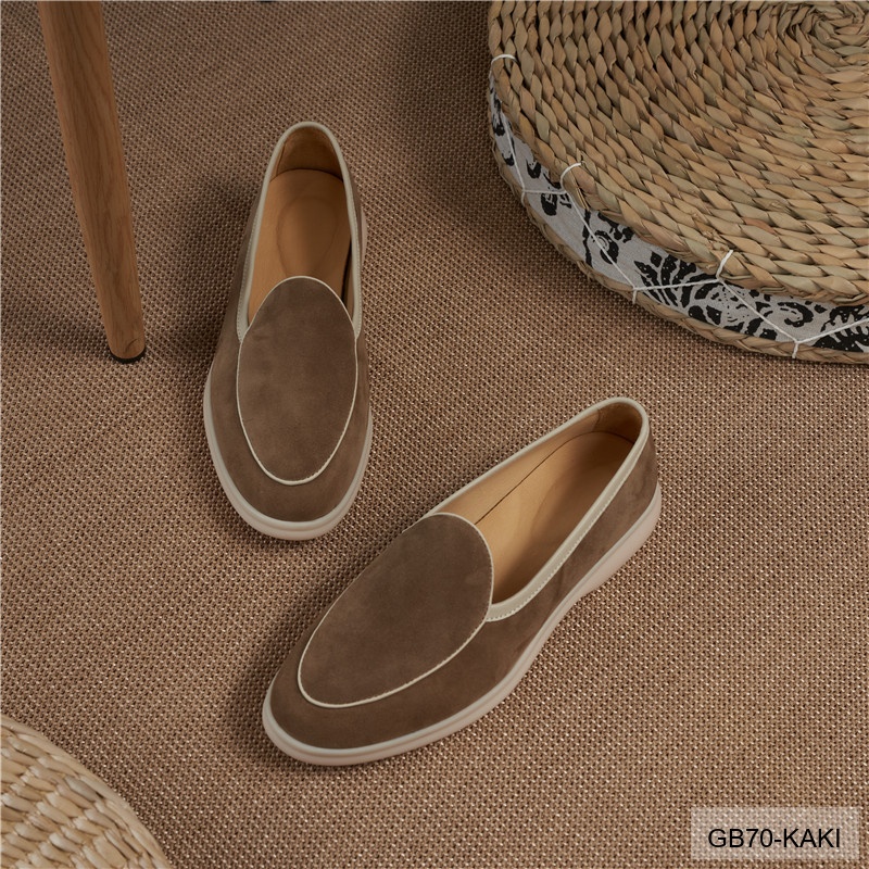 GB70 - Giày Lười Nam Da Bò Phong Cách Anh Quốc, Đế Mềm Thoáng Khí, 4 Màu Da Trắng Kaki Mơ Đen_thumbnail_7