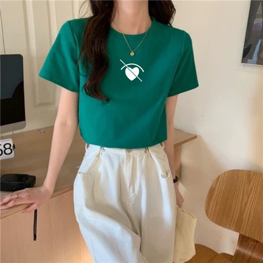 Áo thun nữ form rộng in hình tim - Áo phông nữ LOZA RT7056_thumbnail_1