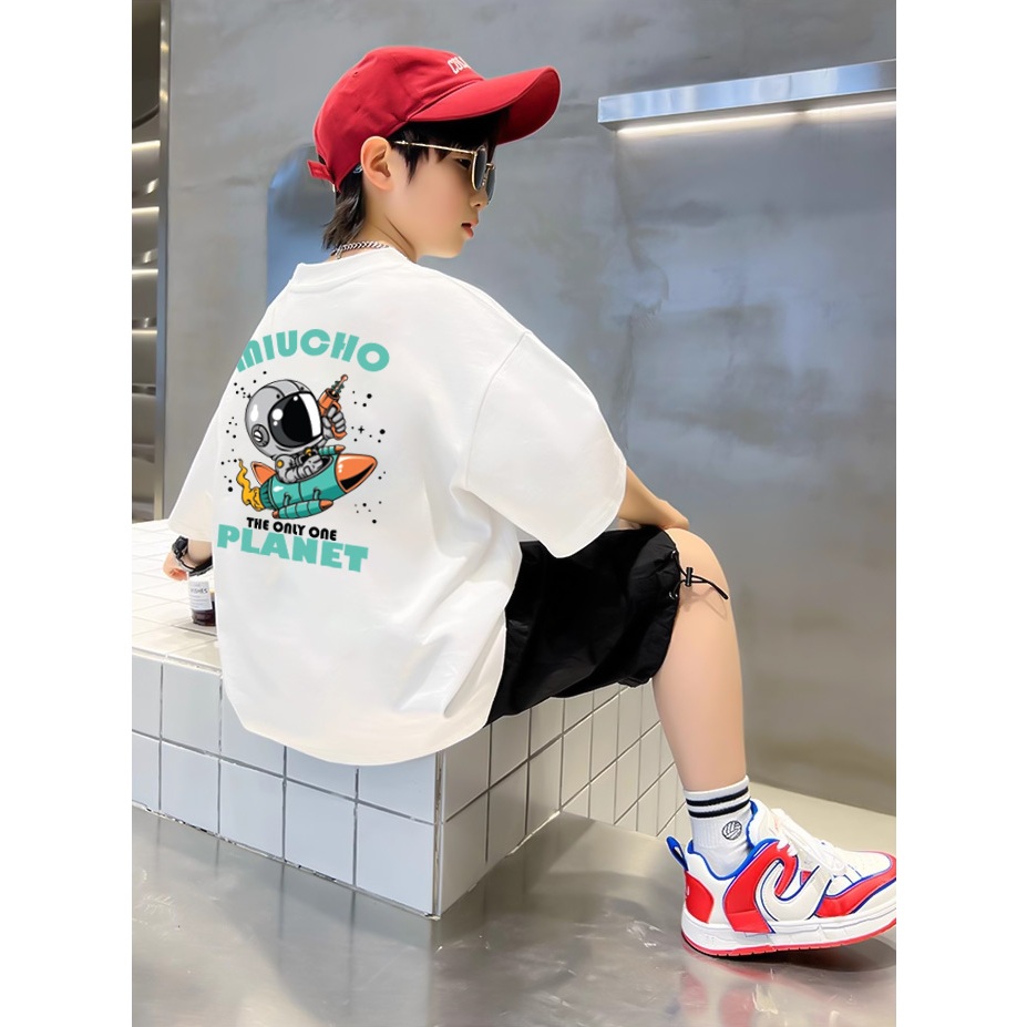 Áo thun bé trai form rộng AED665 Miucho Kid 100% vải cotton thoáng mát basic_thumbnail_2