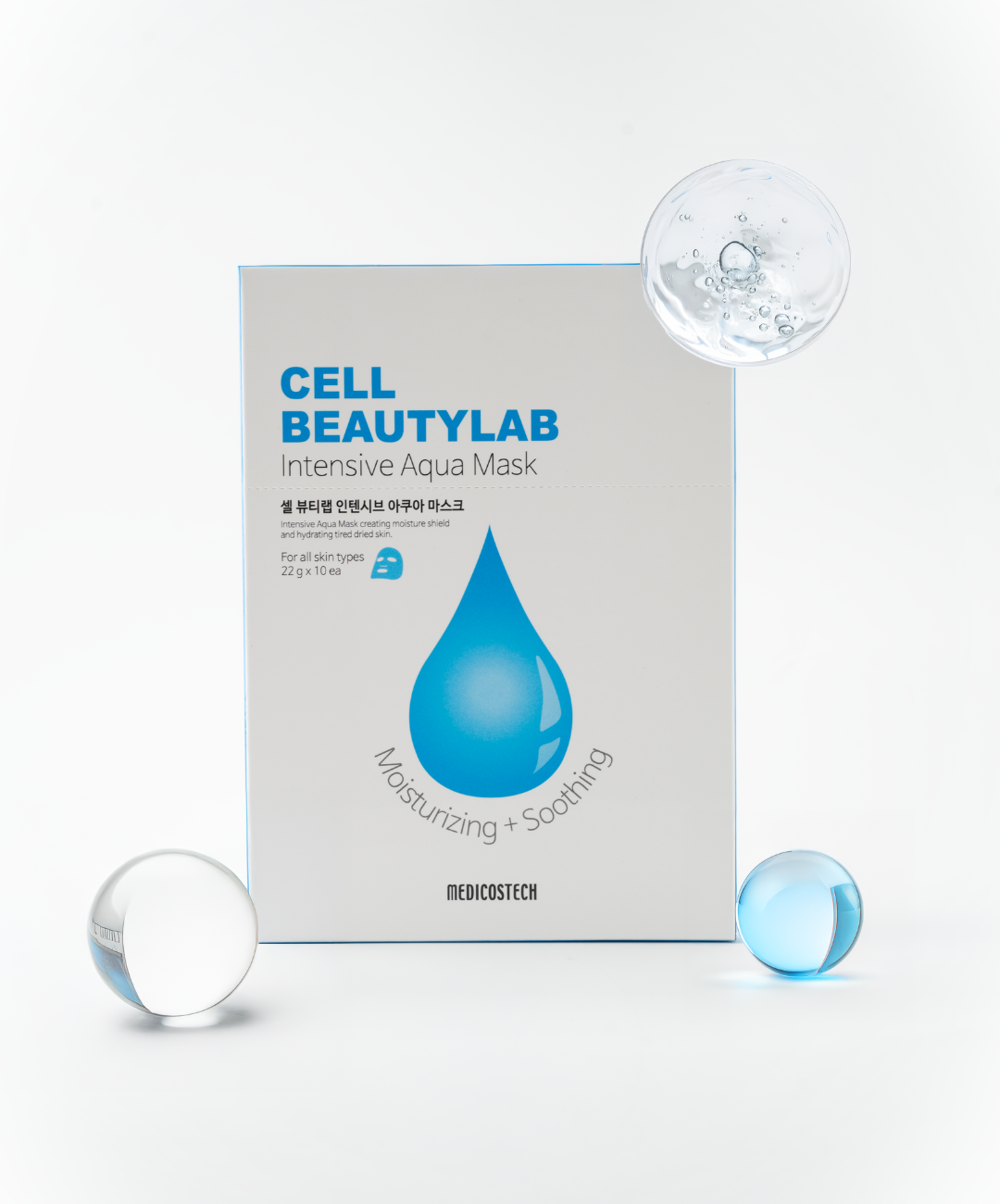 MEDICOSTECH CELL-BEAUTYLAB INTENSIVE AQUA MASK - Mặt Nạ Cấp Ẩm Làm Dịu Và Phục Hồi Hàng Rào Da - Hyaluronic Acid,Bơ Shea, Panthenol - Hộp 10 Miếng - [MDC001]