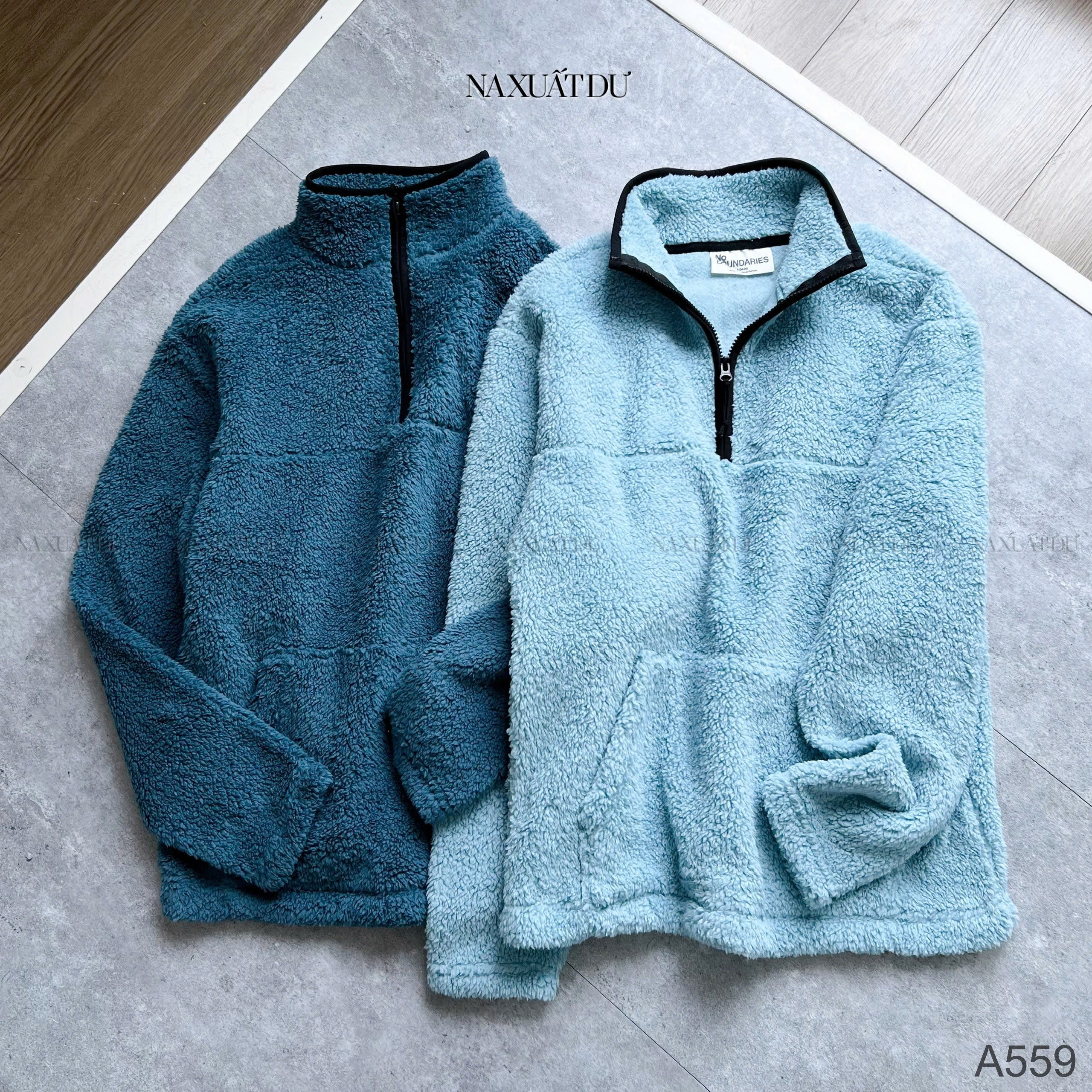 Set 2 Áo lông cổ có dây kéo unisex 