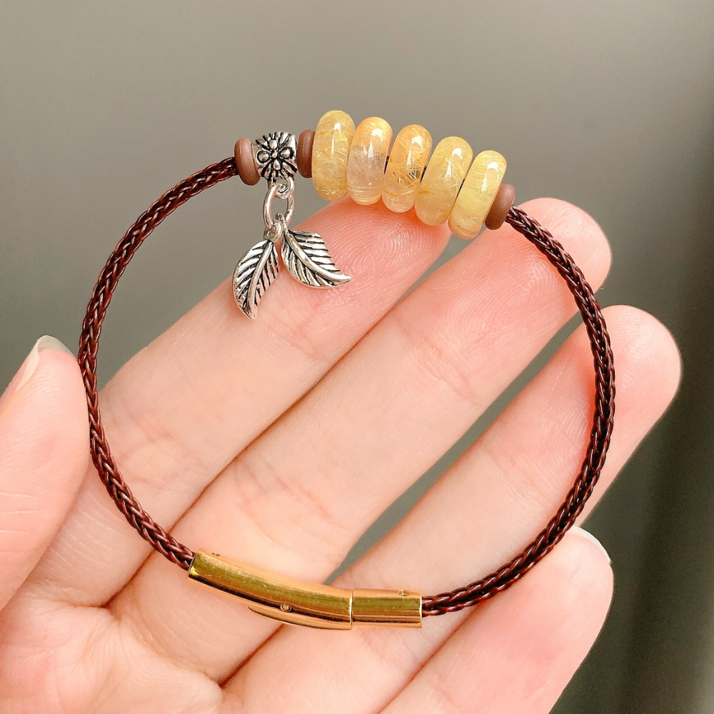 PT179 - Vòng tay dây cáp ngũ điếu mix charm bạc lá non