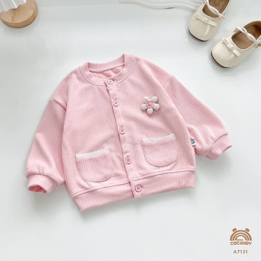 Áo cadigan HỒNG 2 túi viền ren_thumbnail_1