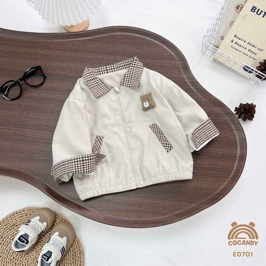 Áo khoác gió BE cổ caro nâu phối gấu_thumbnail_6