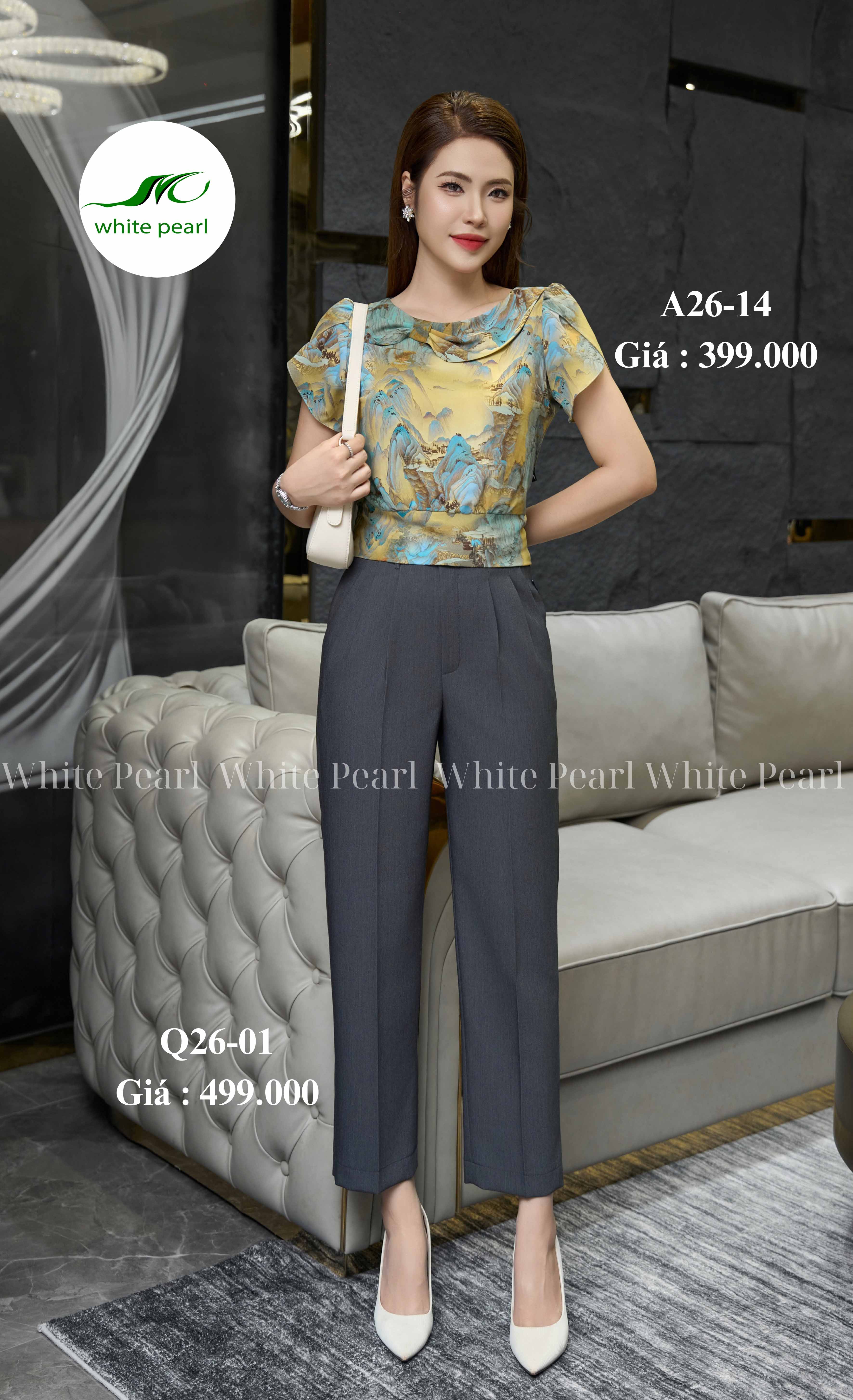 Quần baggy suông thụng cạp liền thời trang công sở nữ White Pearl_thumbnail_0