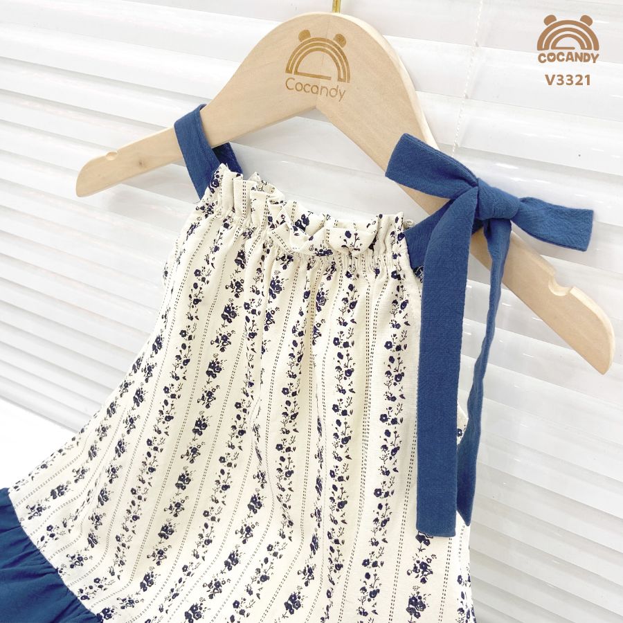 Váy cộc cổ yếm hoa nhí XANH DƯƠNG_thumbnail_2