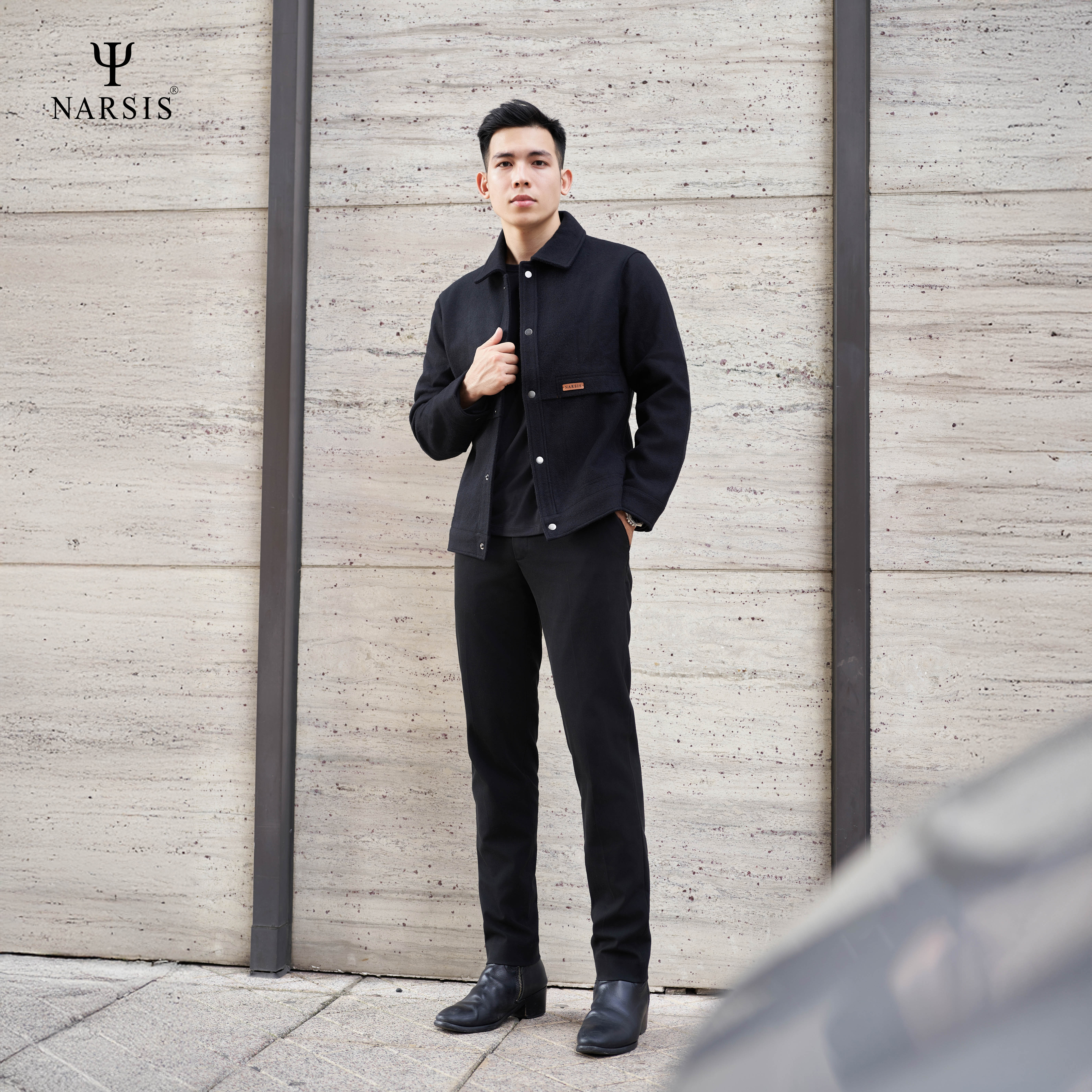 Áo Khoác Nam Narsis D24007 Thiết Kế Dạ Dài Tay Cổ Bẻ, Phong Cách Trẻ Trung, Lịch Lãm_thumbnail_0