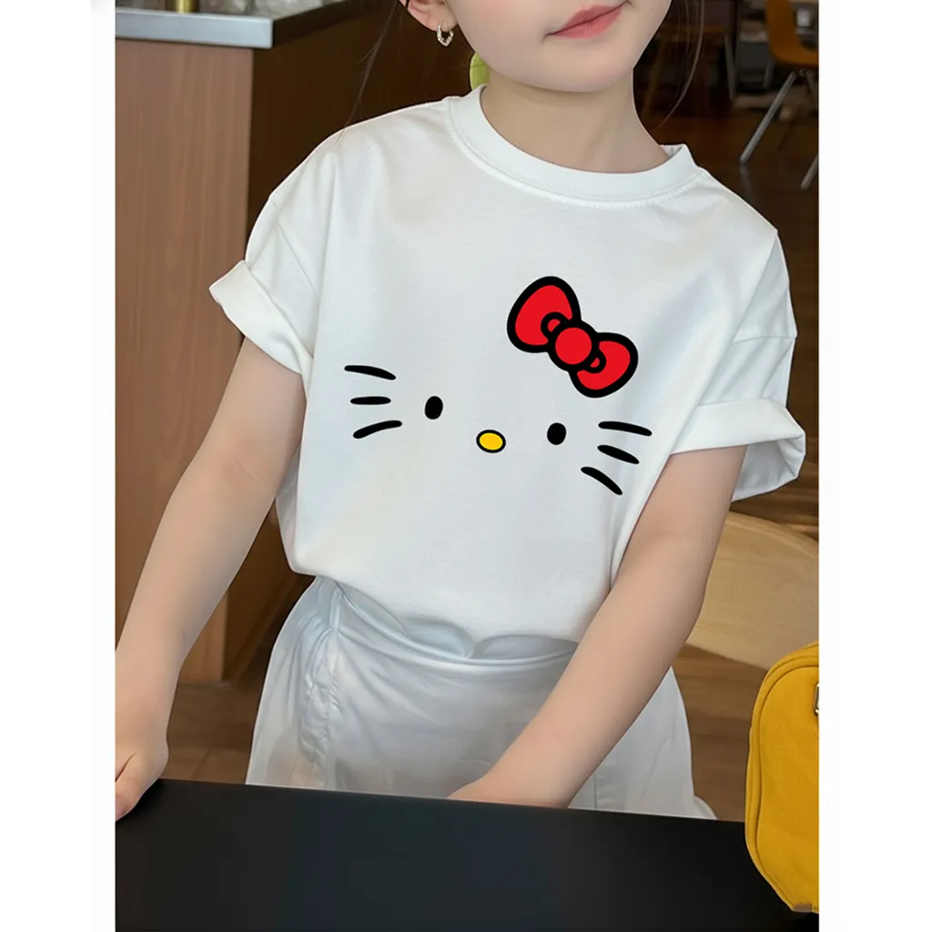 Áo thun cho bé gái form rộng Kado vải cotton mềm mại thấm hút tốt hình Kitty dễ thương 2872_thumbnail_6