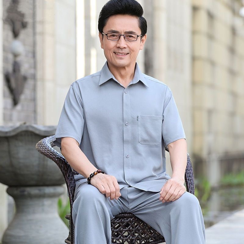 Áo sơ mi nam trung niên có túi ngực