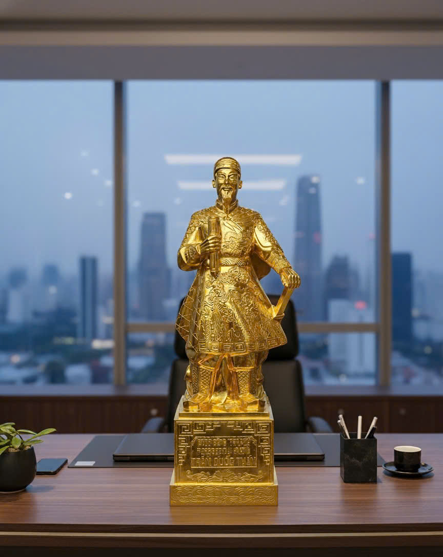 Tượng trần hưng đạo cao dát vàng vàng 9999 cao 90cm 