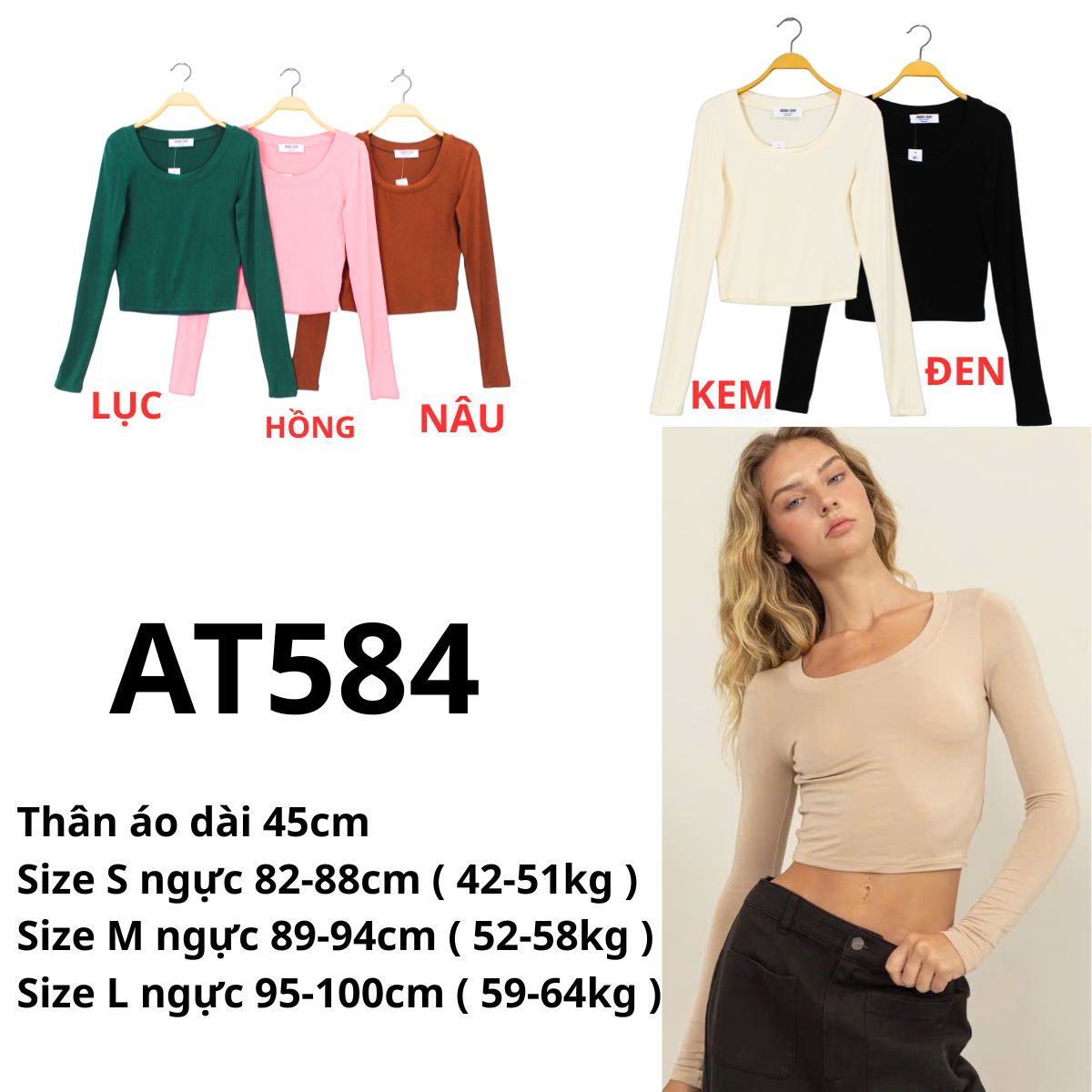 AT584 Áo thun dài tay crop