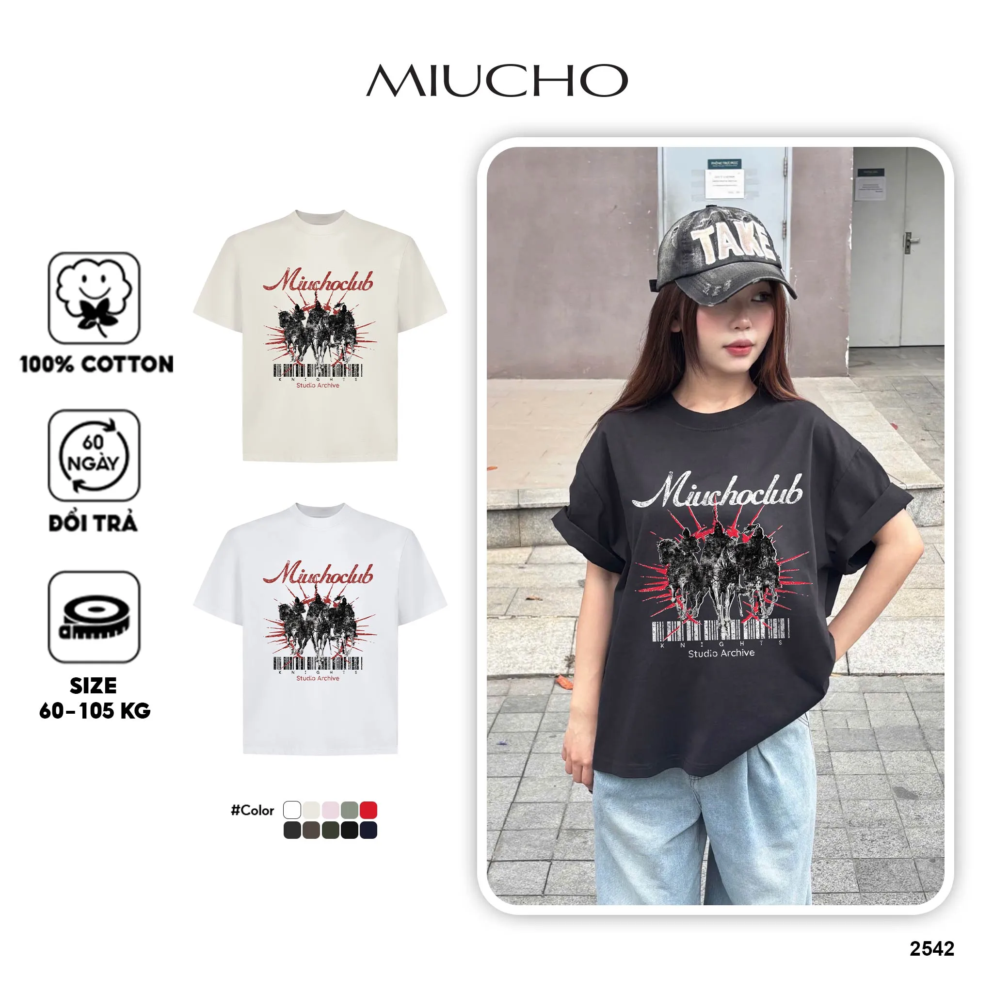 Áo thun nam form boxy cá tính năng động 2542 Miucho Club chất vải cotton thoáng mát co giãn thoải mái_thumbnail_1