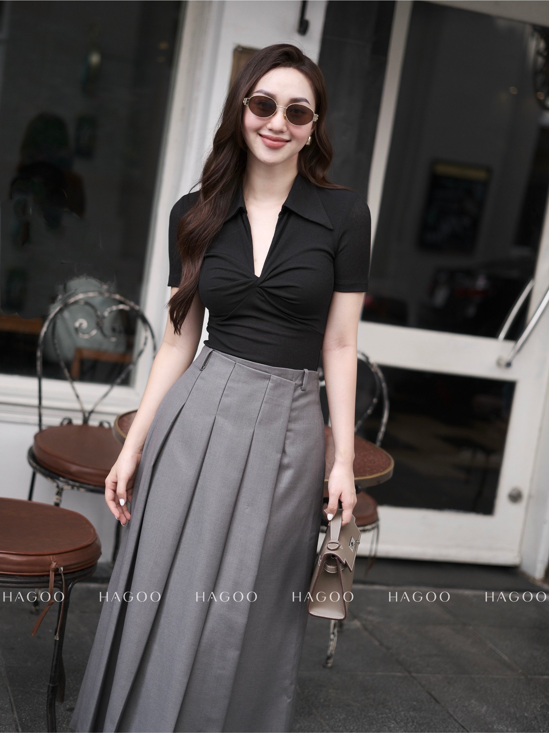 Chân váy xếp ly vạt lệch HAGOO_thumbnail_1