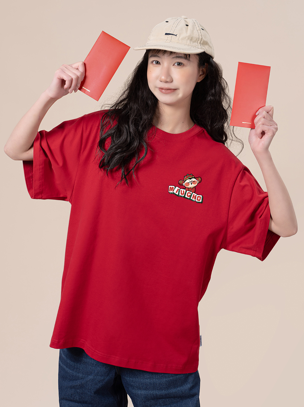 Áo thun tết form rộng cổ tròn chất vải cotton 4c co giãn thoáng mát ATD1743 Miucho in mix_thumbnail_2