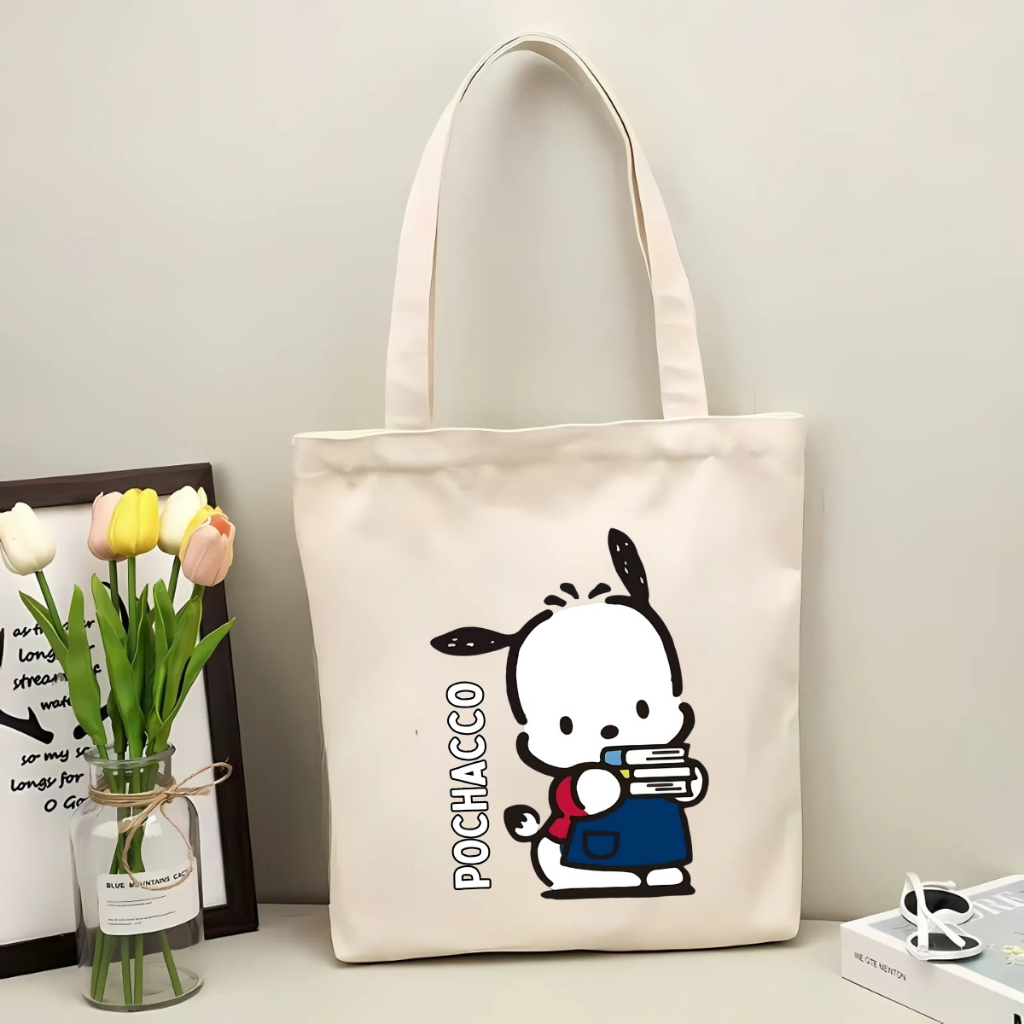Túi tote vải canvas in hình chú chó POCHACCO, có khoá kéo và ngăn phụ bên trong - We Tee TOTE15_thumbnail_3