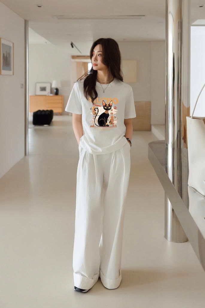 Áo thun nữ form vừa regular dáng ngắn ARD2283 Miucho Chic tay ngắn vải cotton thoáng mát cổ tròn in mix_thumbnail_3