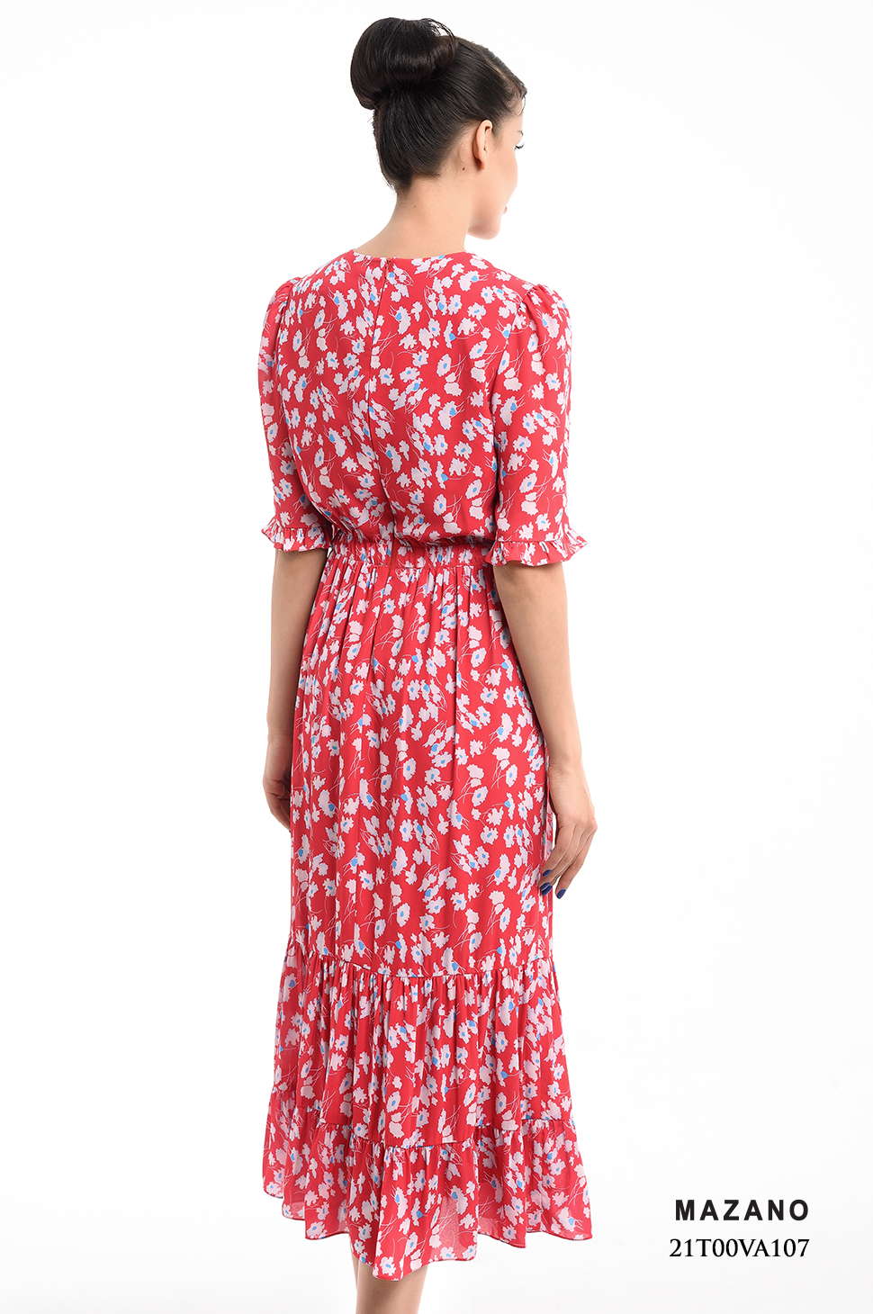 Đầm hồng họa tiết can eo bèo tầng_thumbnail_2