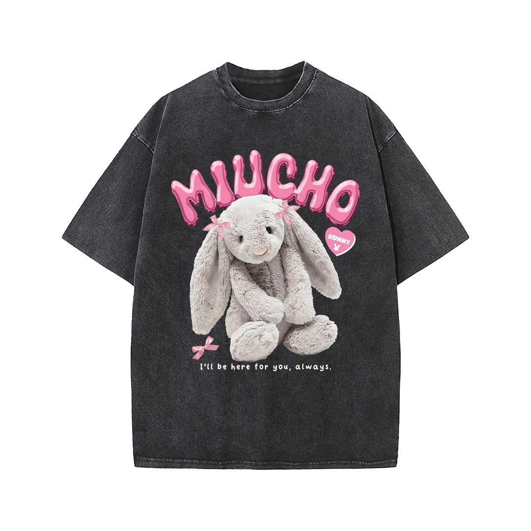 Áo thun thỏ Bunny form rộng local brand ATD1248 Miucho tay ngắn vải cotton co giản cổ tròn in mix_thumbnail_19