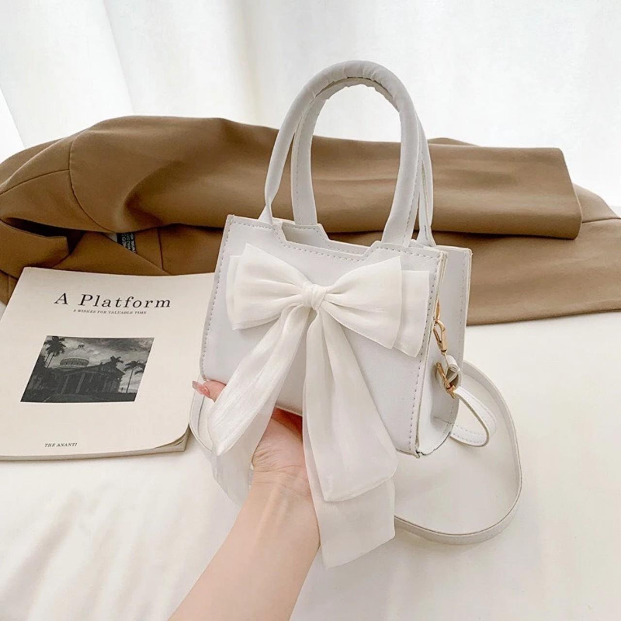 Túi Xách Nữ Cunbag Hai Quai Da Đính Nơ Xinh Xắn Dễ Thương Đeo Chéo Đeo Vai Bag Đinh  TDC240