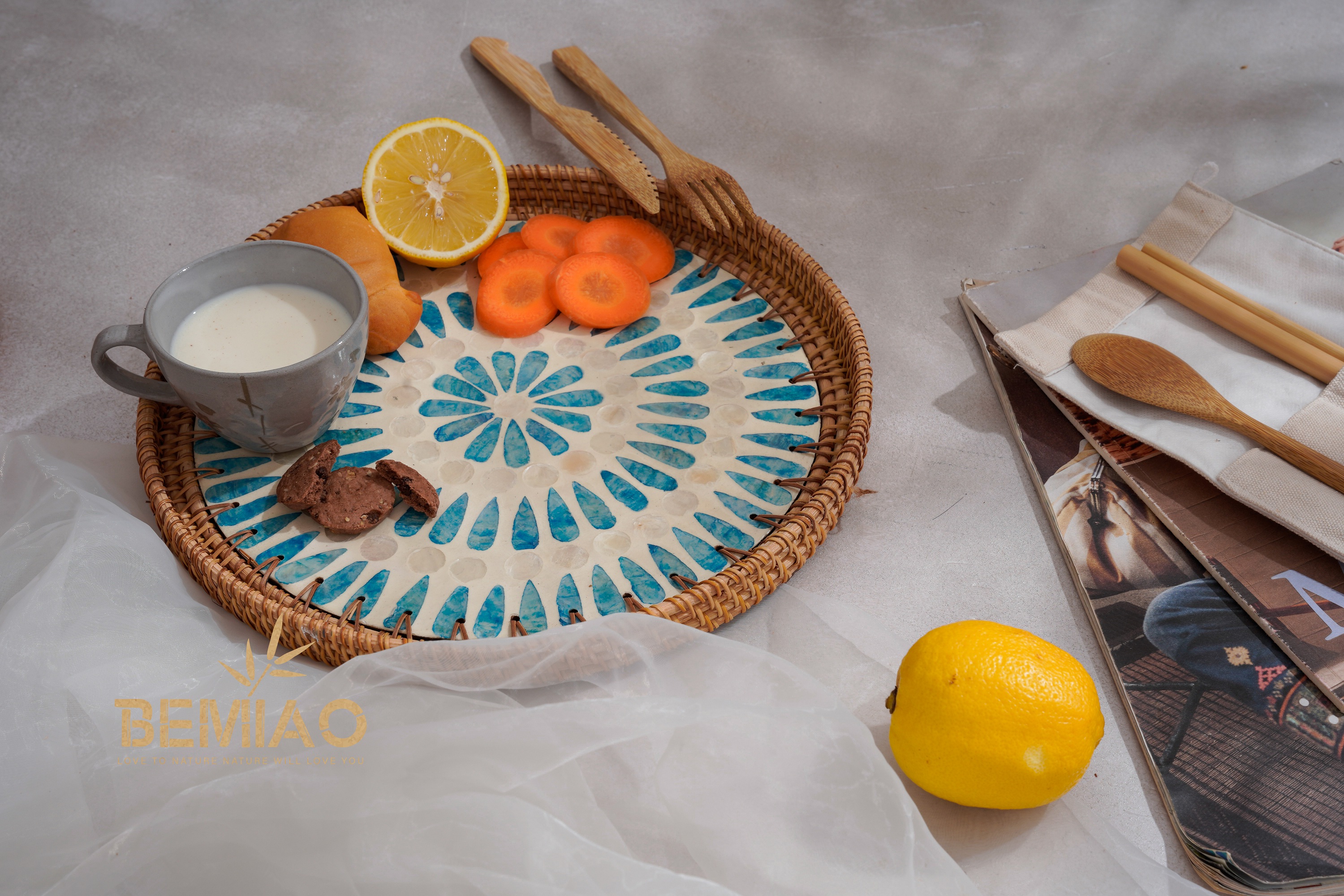 Mother Of Pearl Rattan Tray MD002_thumbnail_1