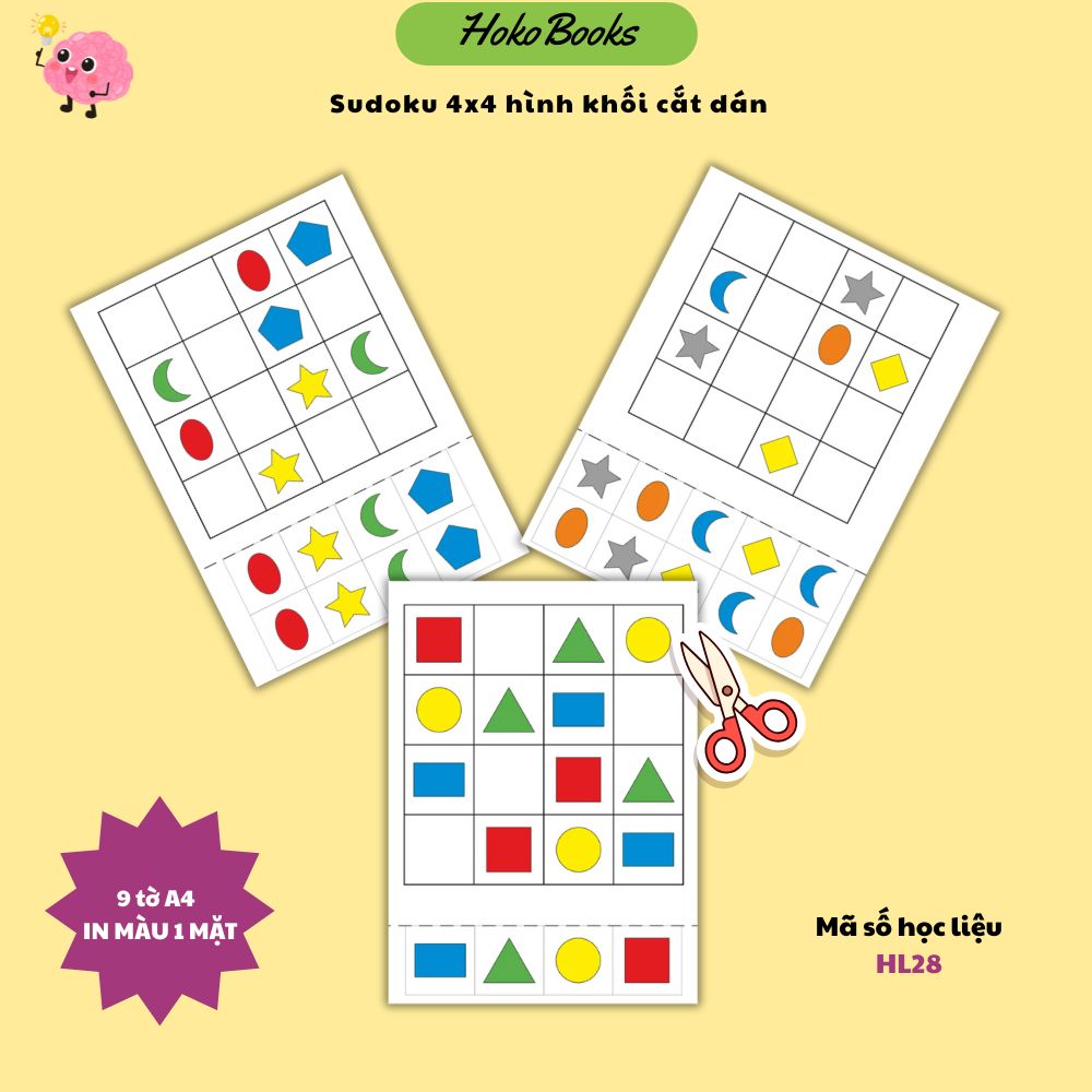 HL28 Sudoku 4x4 hình khối cắt dán