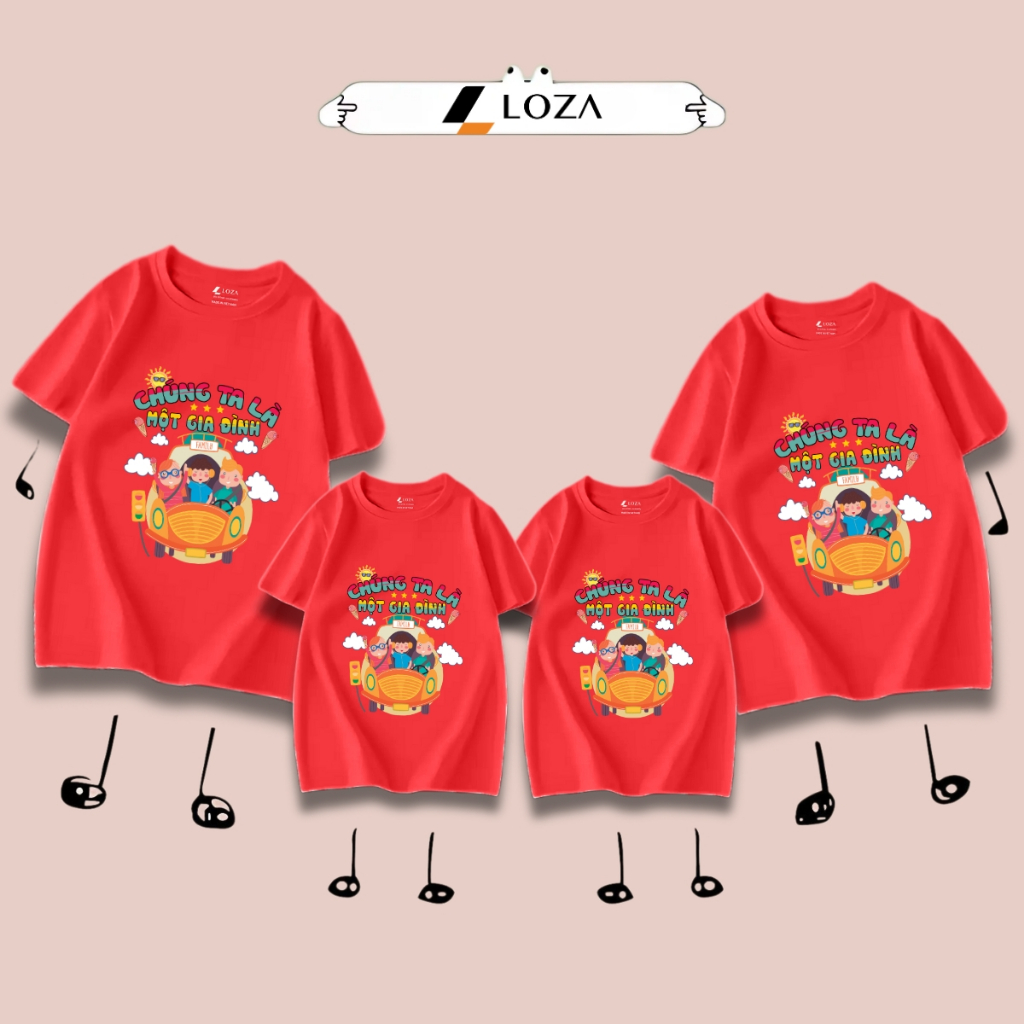 Áo phông gia đình LOZA KIDS chúng ta là một gia đình 2025 - Áo đồng phục gia đình du lịch biển – Mã GĐ3141_thumbnail_1