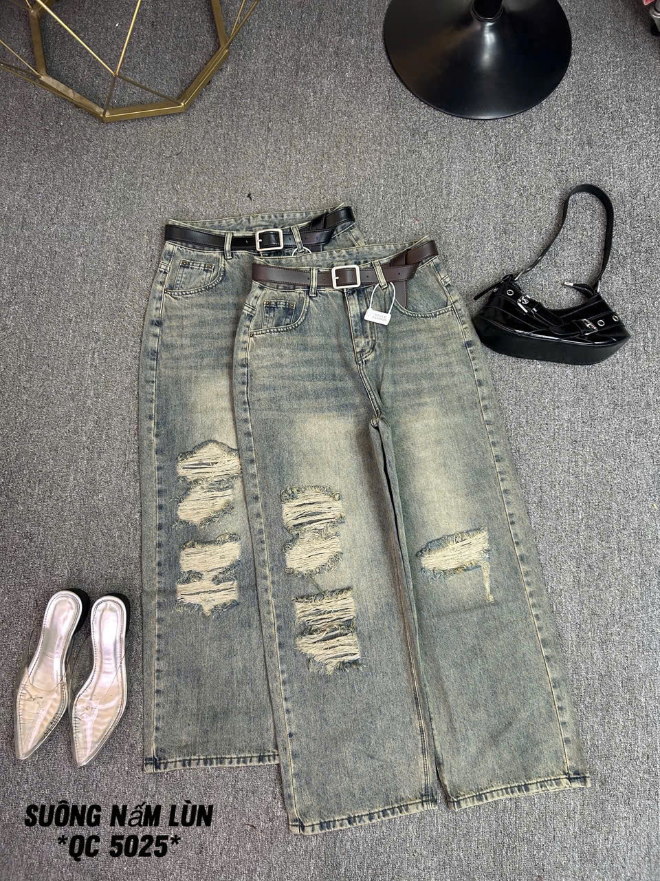 Quần suông rách 97cm dành cho nấm lùn bigsize QJ5025 dành cho nàng béo mập từ 55-90kg_thumbnail_6