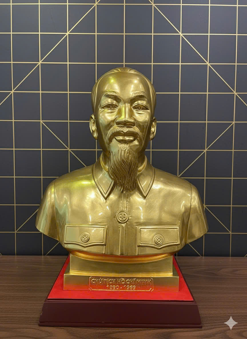 Tượng Bác Hồ thiếp vàng 9999 cao 60cm 