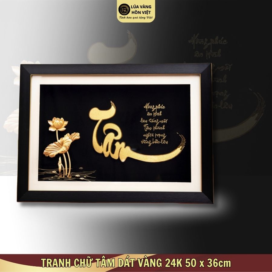 TRANH CHỮ TÂM DÁT VÀNG 24K 50x36cm_thumbnail_0