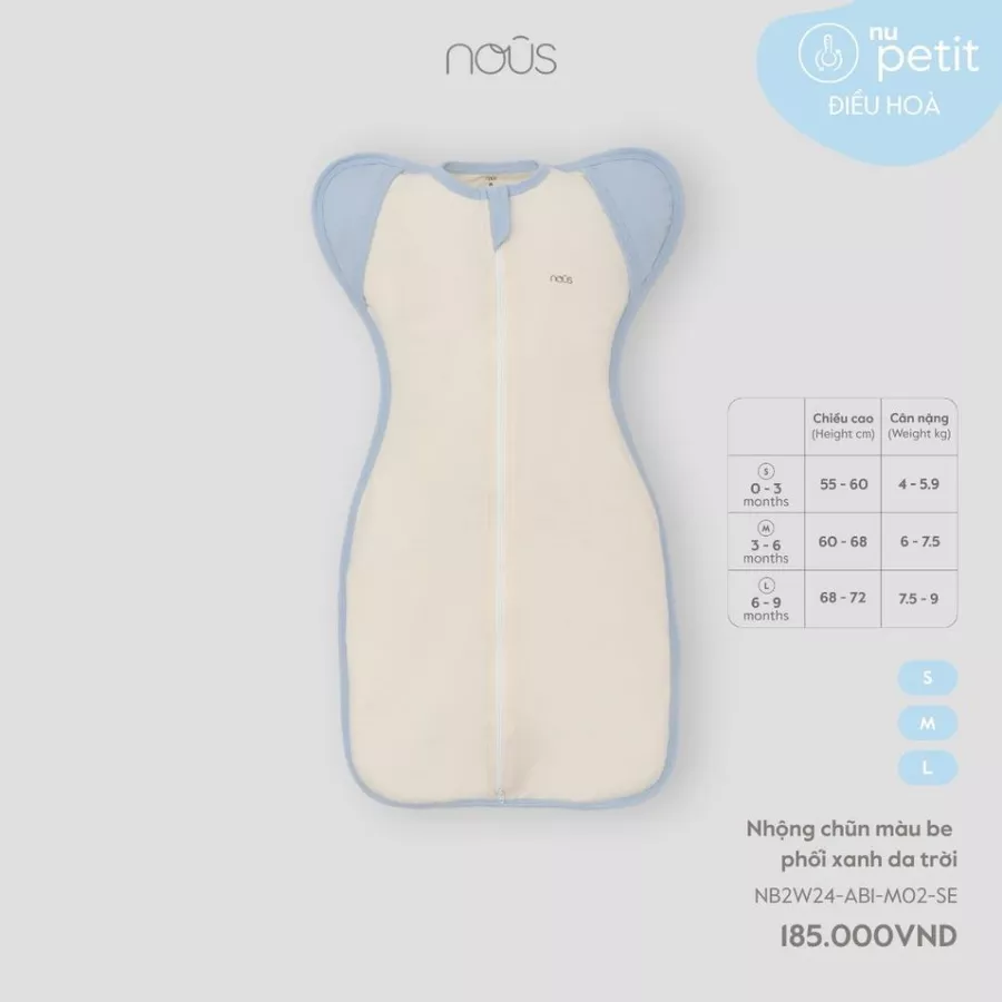 Nhộng chũn màu be phối xanh da trời  Nous S