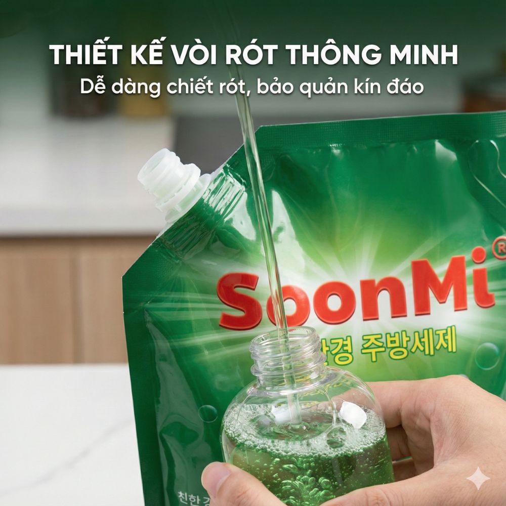 1 Thùng 3 túi nước rửa chén hương quế Soonmi 3.8L_thumbnail_4
