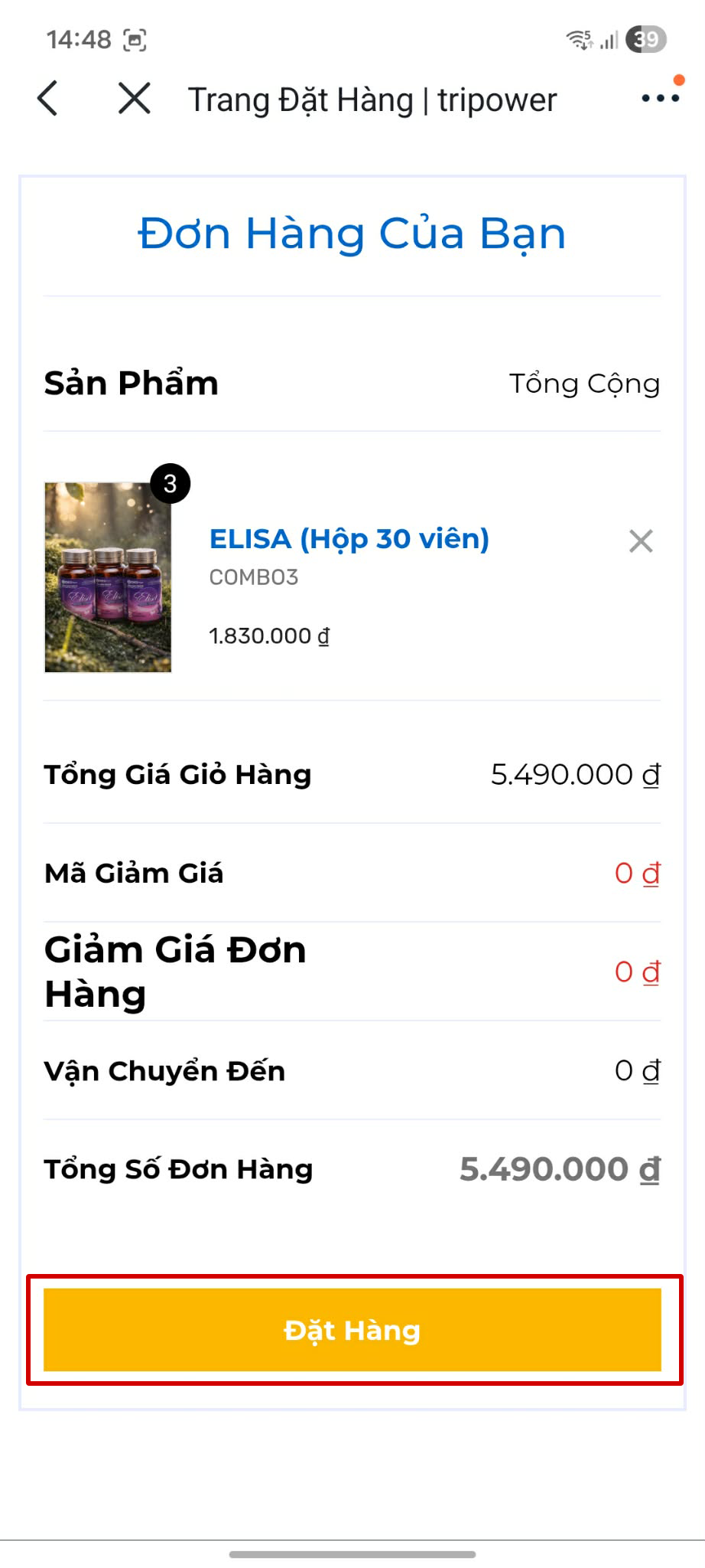 Chi tiết đơn hàng