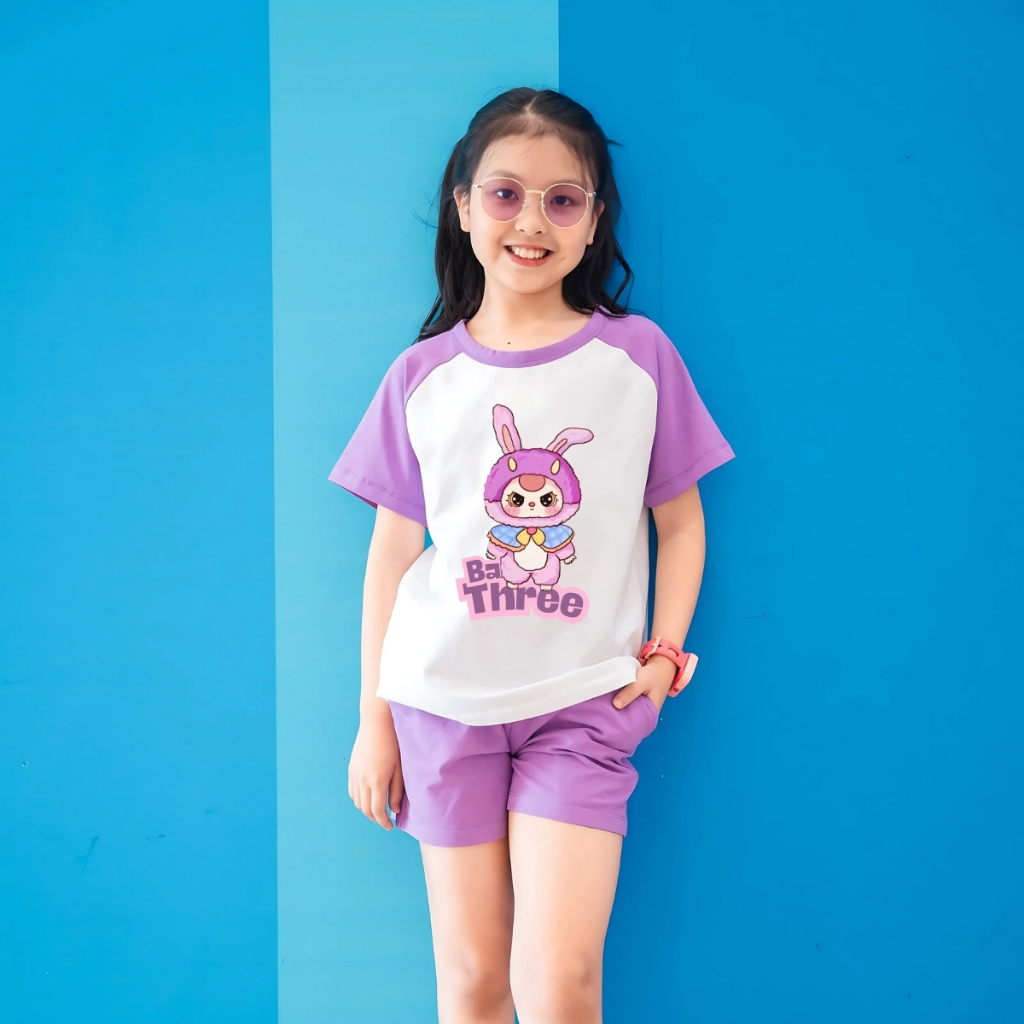 Đồ bộ bé gái in hình Baby Three - Loza Kids BD030
