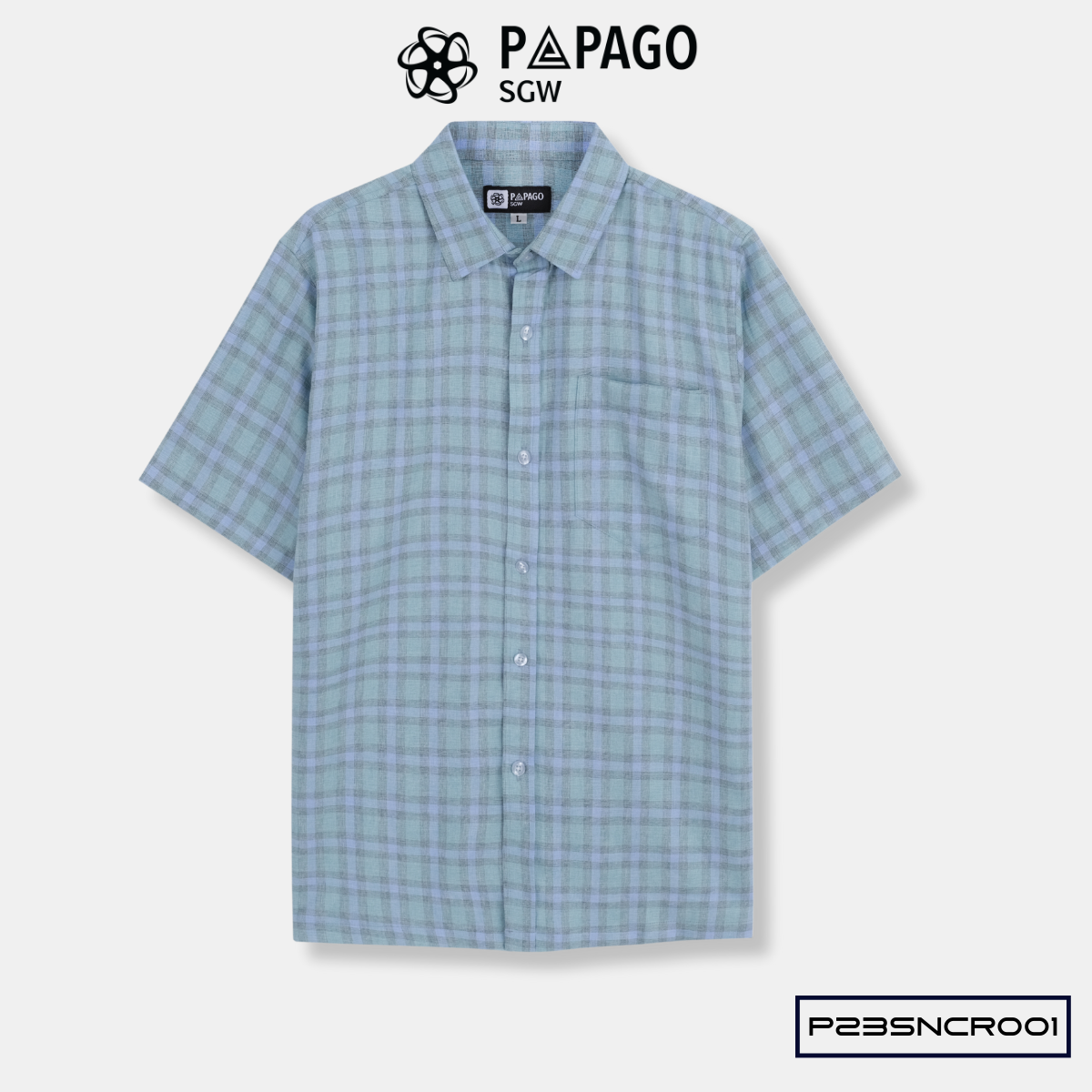 Áo sơ mi nam trung niên PAPAGO tay ngắn lai ngang vải đũi kẻ sọc caro - P23SNCR001_thumbnail_18