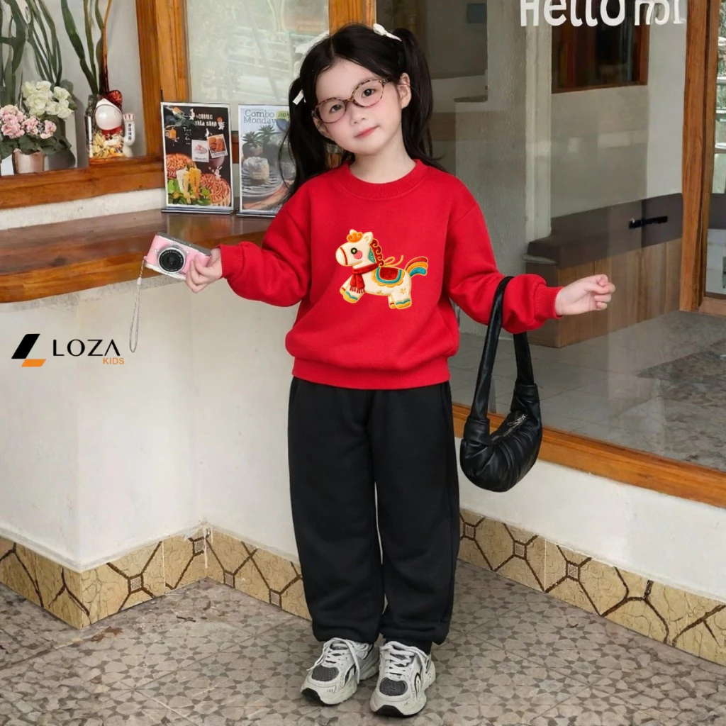 [BST Tết 2026] Bộ nỉ cho bé trai,bé gái in hình Ngựa Tết Bính Ngọ - Loza Kids BI004_thumbnail_3