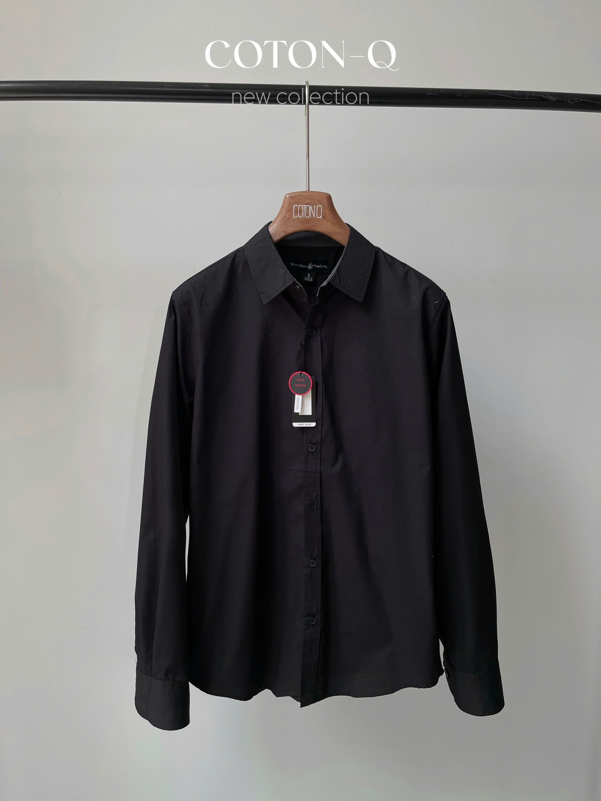 HA779 - Áo somi tay dài đen nam