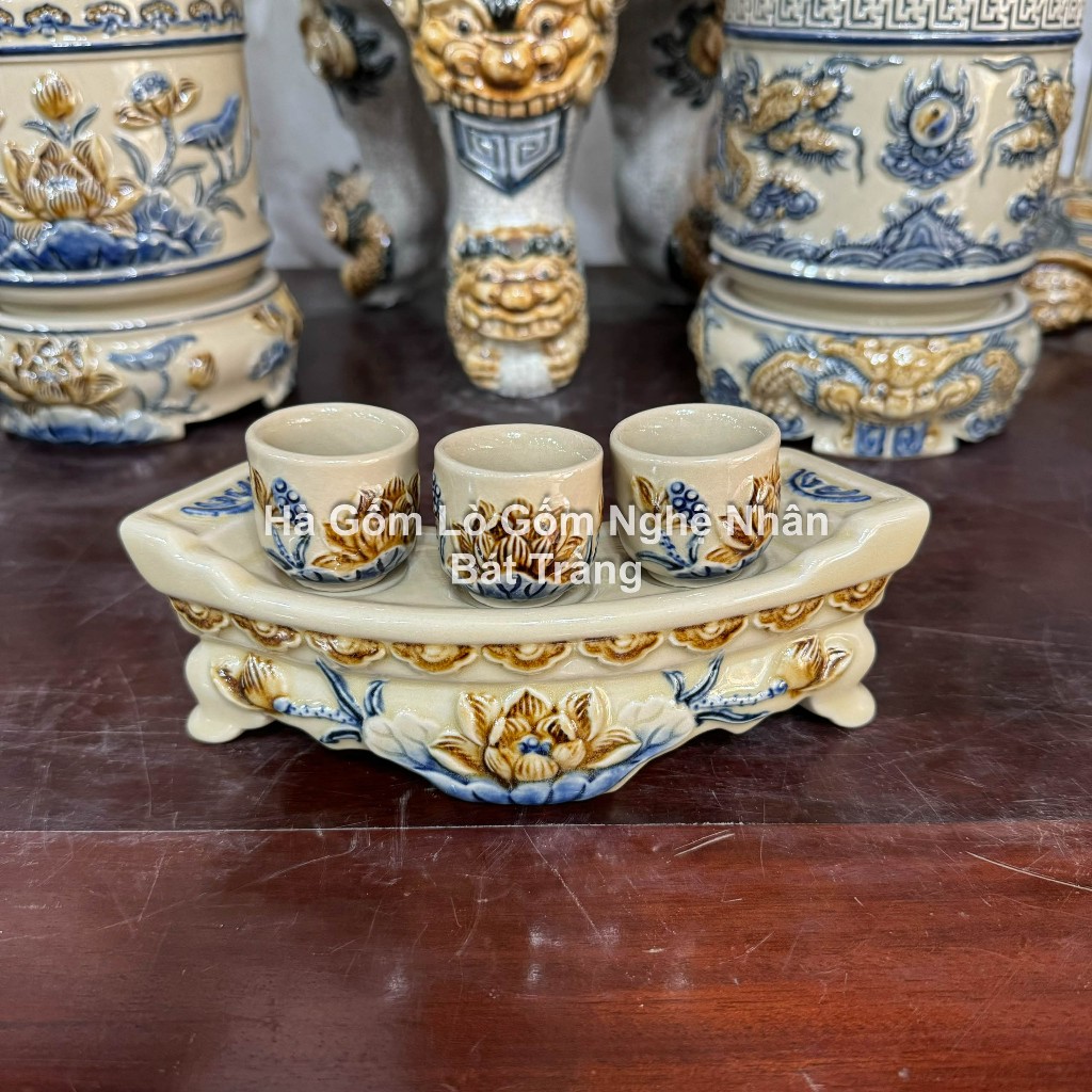 Đồ Thờ Cúng Chum Nước Thờ Cúng Hoàng Thổ - Rượu, Kỷ nước Thờ Cúng - rượu Rồng đắp nổi Bát Tràng_thumbnail_2