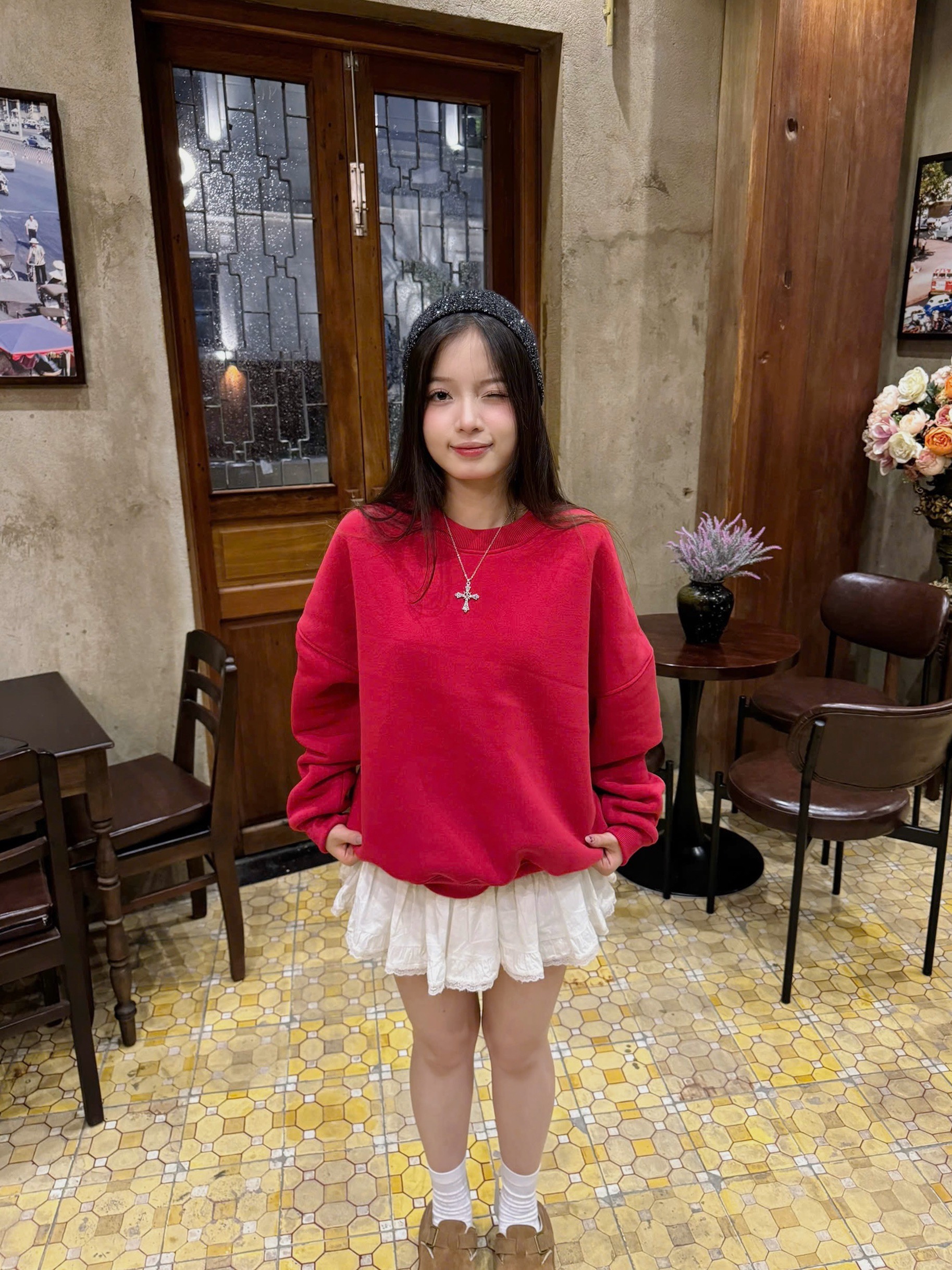 Áo sweater nam nữ trơn form boxy ST00040 Miucho cổ tròn vải nỉ bông 350 GSM_thumbnail_5