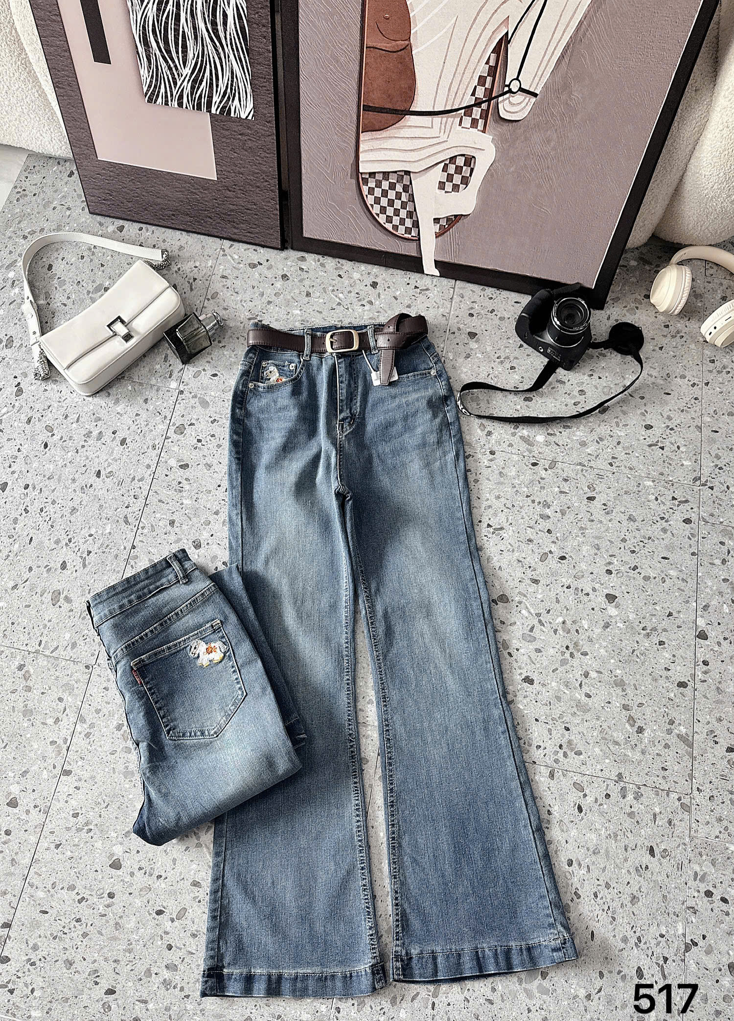 BIGSIZE - Quần jean ống loe thêu T-QJ517_thumbnail_1