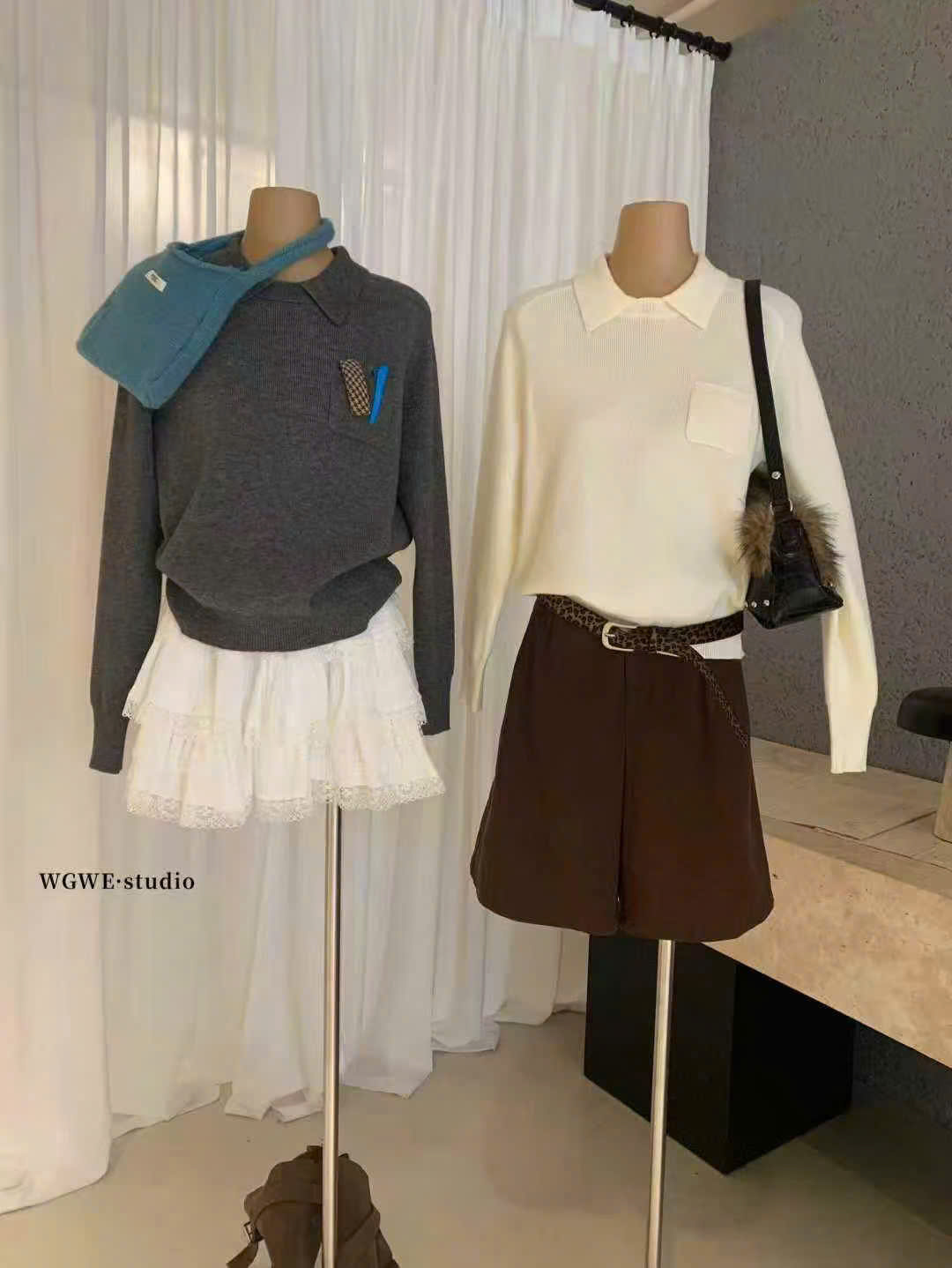 HA121 Áo len gân tay dài ( XÁM )