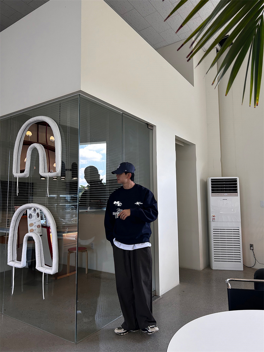 Áo sweater nam form boxy 1929 Miucho cổ tròn vải nỉ bông 350 GSM dày dặn in typography_thumbnail_5