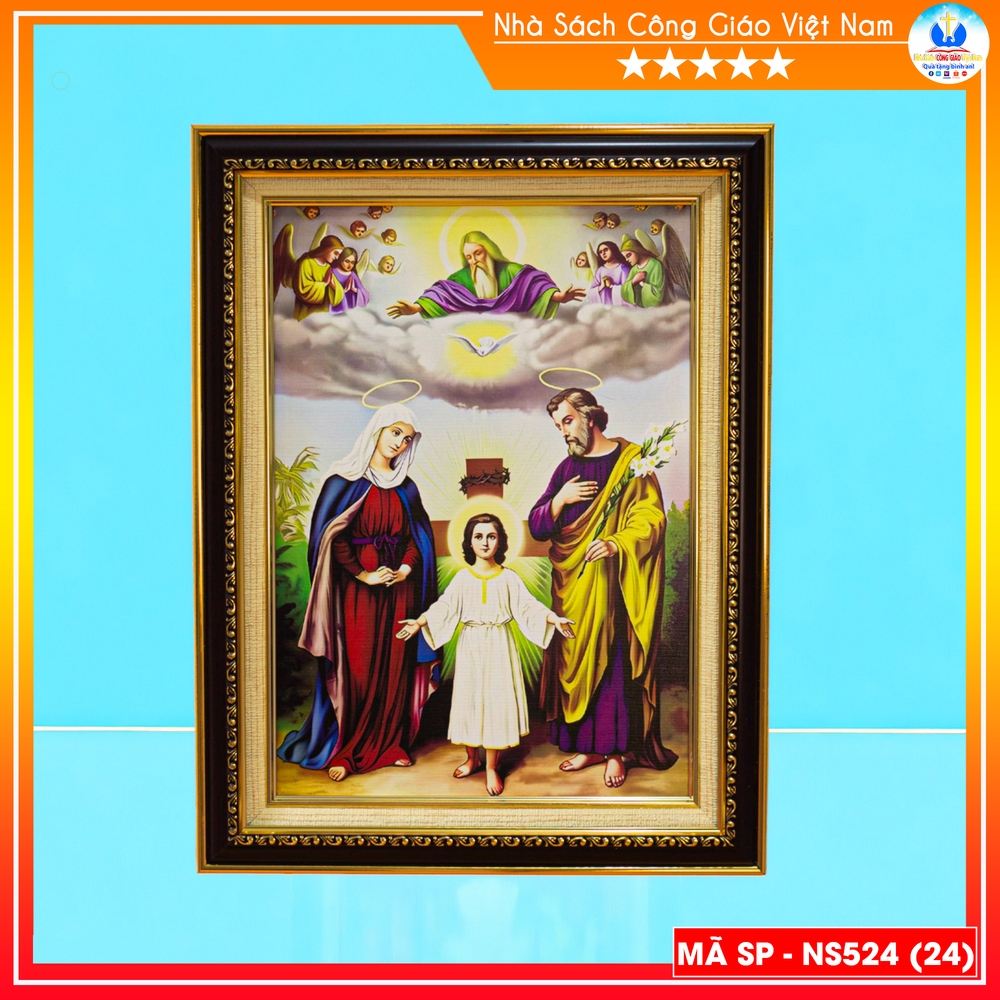 Tranh Canvas cao cấp Gia Đình Thánh Gia mẫu 9 - Quà tặng Công Giáo - In hình theo yêu cầu - NS524-9_thumbnail_0