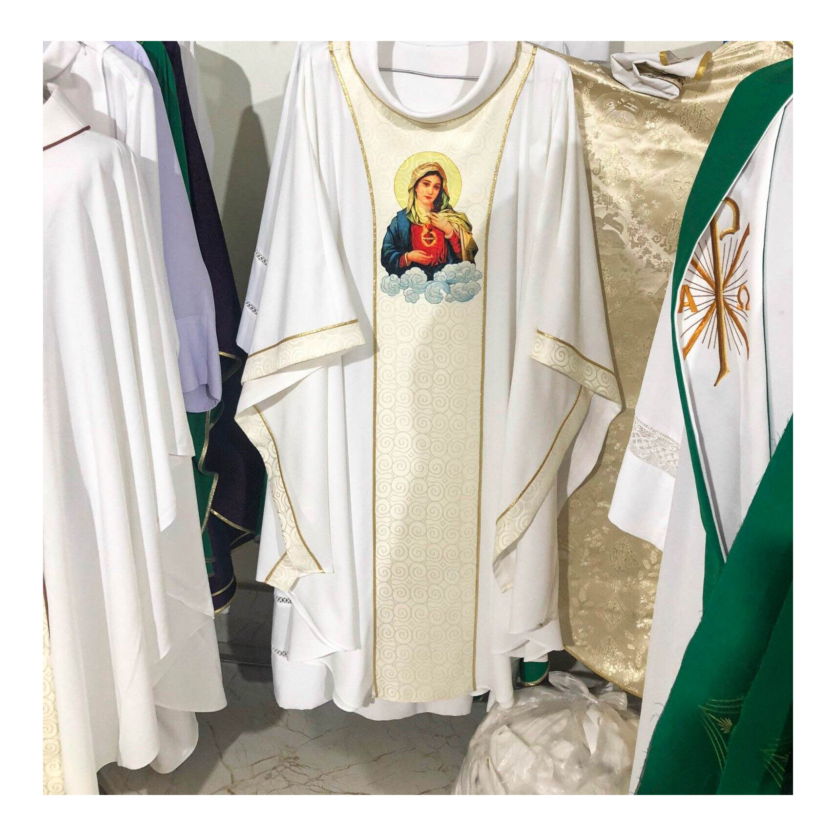 Áo lễ linh mục màu trắng - Qùa tặng tân linh mục - Qùa tặng cha xứ