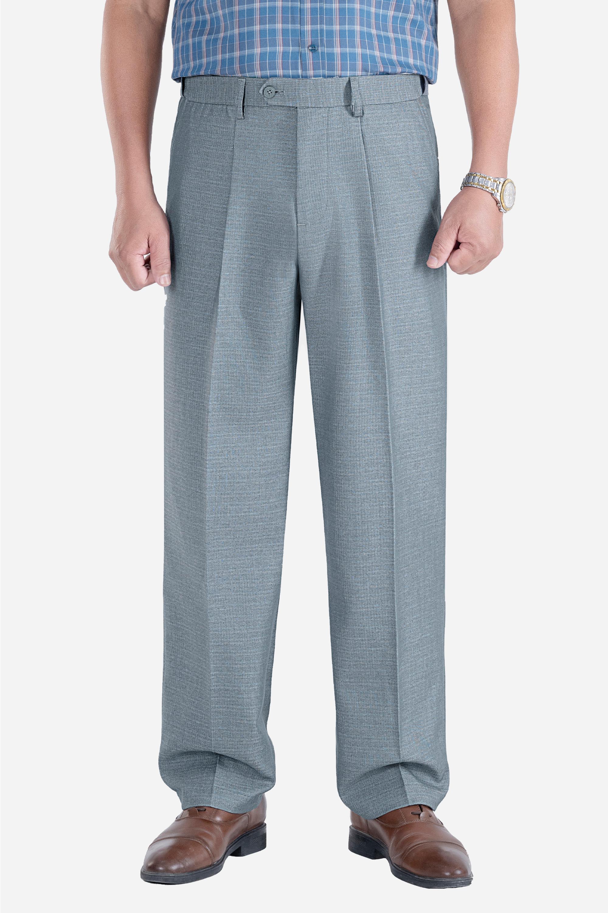 Quần Âu 1 Li Cạp Chun Ẩn Nam Trung Niên ANCHI Chất Liệu Cotton Viscose Cao Cấp Màu Ghi Nhạt